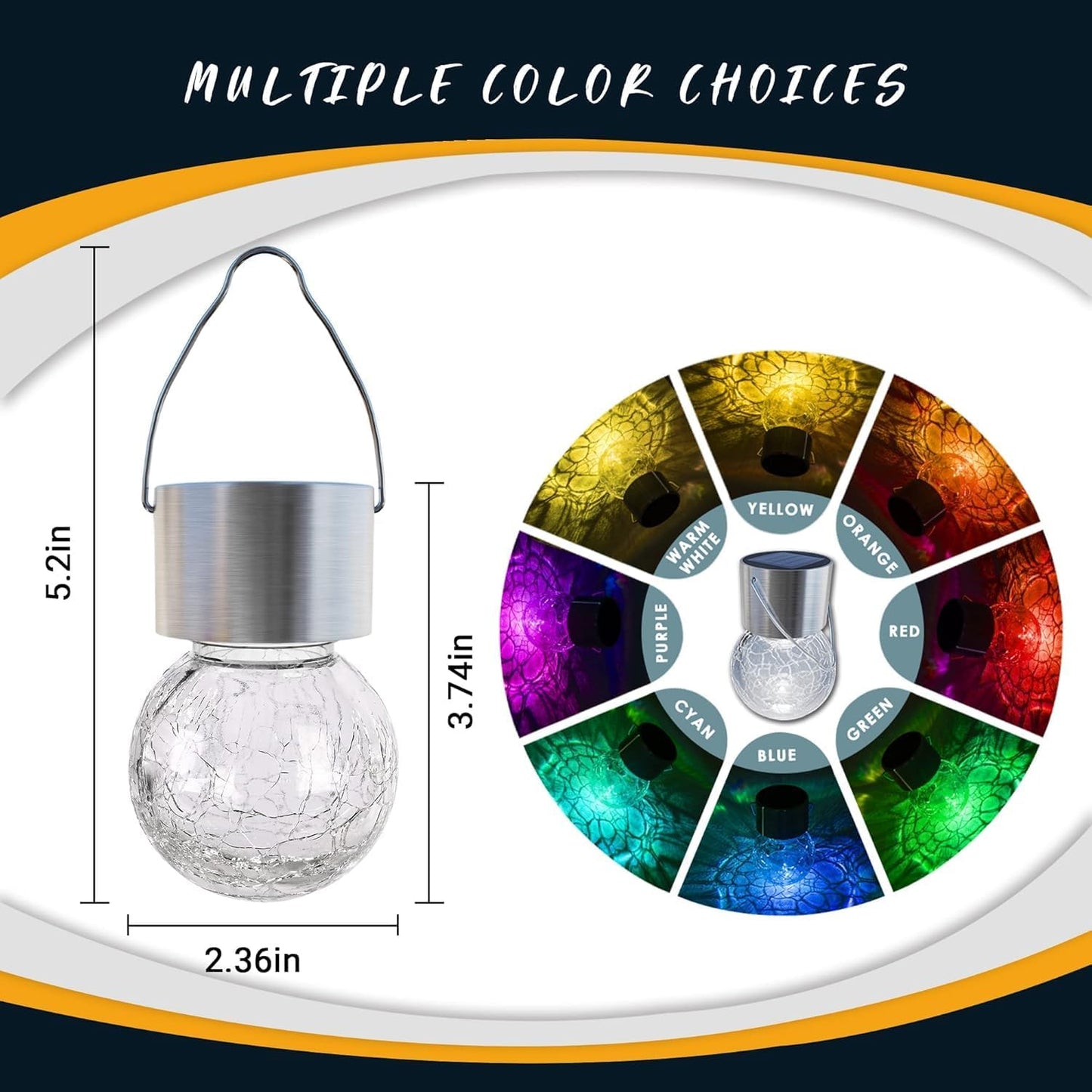 GIGALUMI Solar Lights Outdoor Waterproof, 12 Pack Solar Hanging Lights Garden Decor, Gifts for Women, Solar Outdoor Lantern Waterproof Cracked Glass for Yard, Fence, Tree(Color Changing)