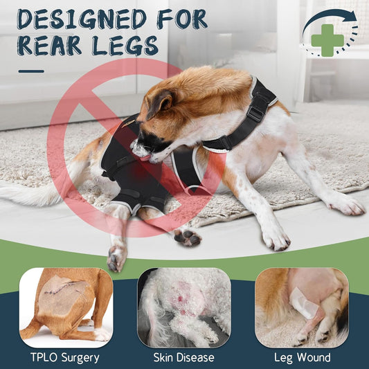 Supet Dog Rear Leg Sleeve to Stop Licking- Anti Licking for TPLO Surgery Wound Protection, Secure Fit Chew Resistant Washable Recovery Sleeve for Dogs, Suitable for Male and Female Pets