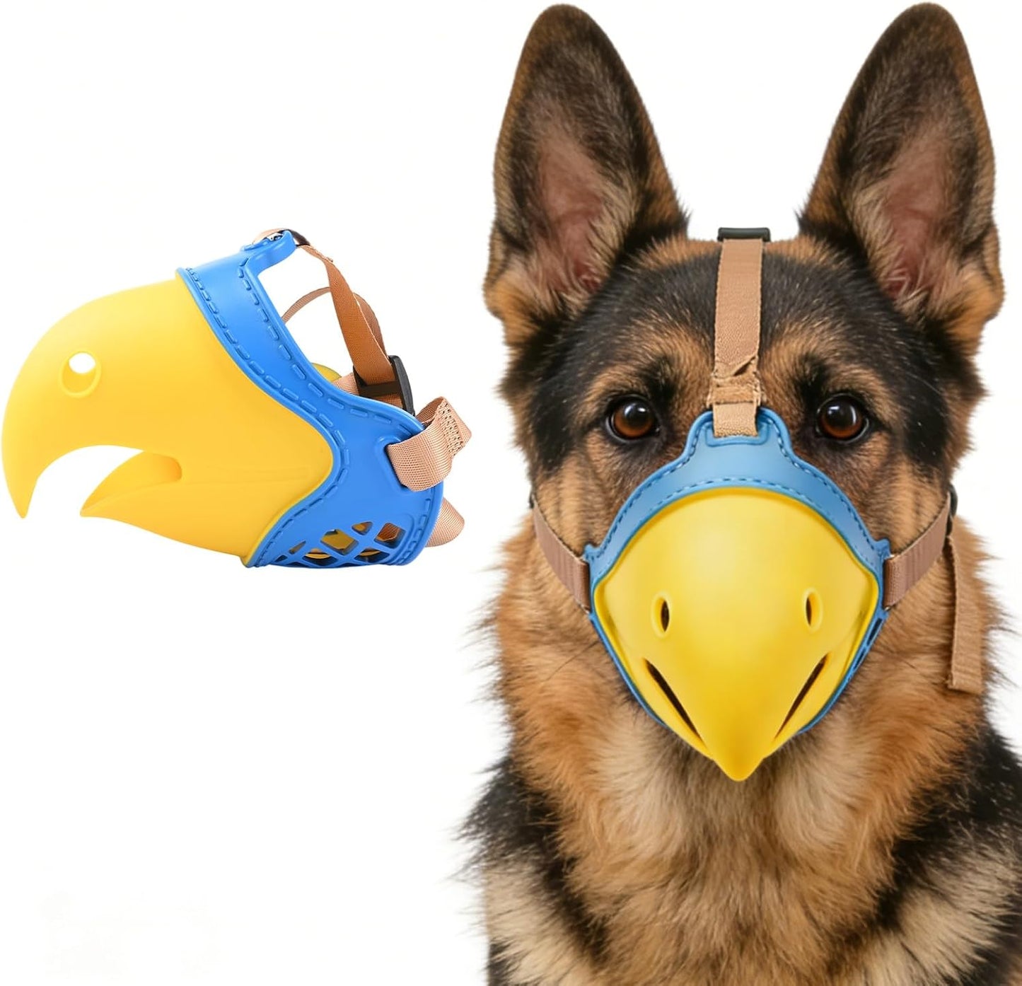 Dog Muzzle for Large & Medium Sized Dogs, Bite Proof & Anti Licking - Soft TPR Safety Muzzle with Adjustable Hawk-Beak Design for Walking, Grooming, Vet Visits, Gentle and Breathable