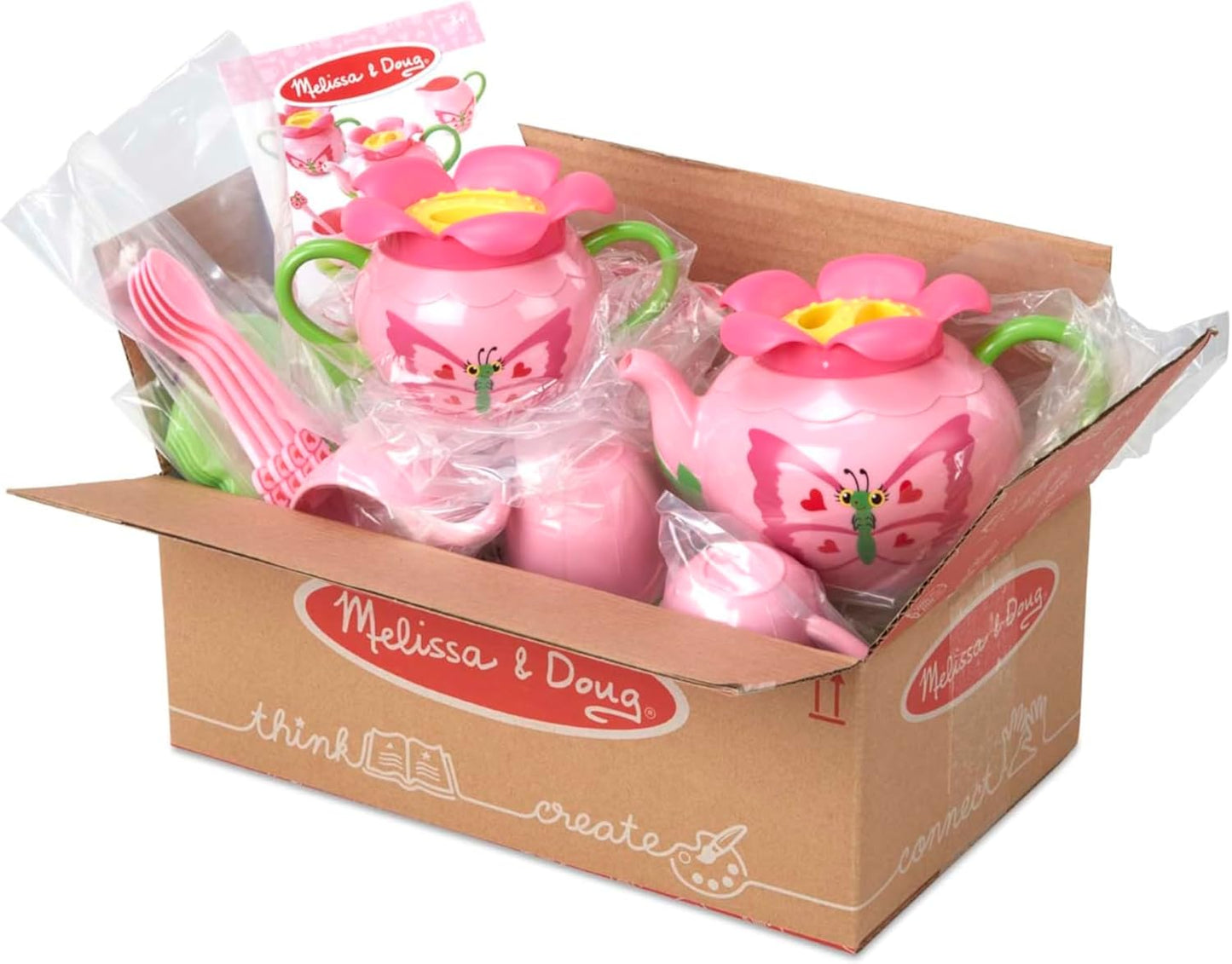 Melissa & Doug Butterfly Tea Set (15 pcs) - Play Food Accessories