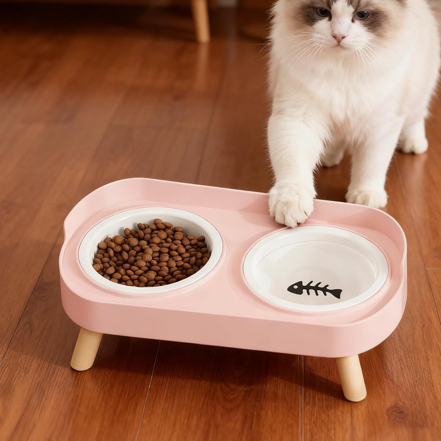 Ceramic Pet Feeder, Non-Slip Elevated Dog Bowls for Puppy Kitten with Stand, Durable Anti-Skid Ceramic Material, Indoor Outdoor Home Office Yard Patio Feeding Solution