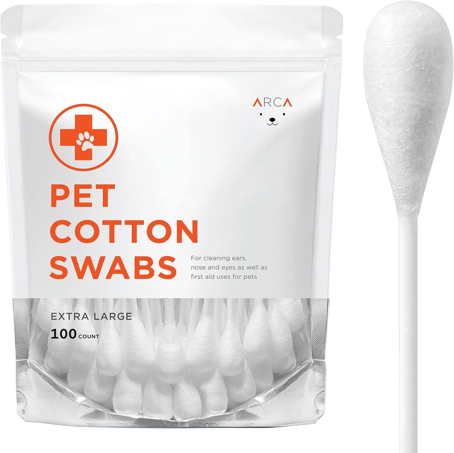 Cotton Swabs for Dogs and Cats - Cat & Dog Ear Cleaner Long Cotton Swab - Extra Large Cotton Head, Cat & Dog Ear Cleaning Kit for Puppies, Multipurpose Pet Cotton Swabs (Extra Large 100 Buds)