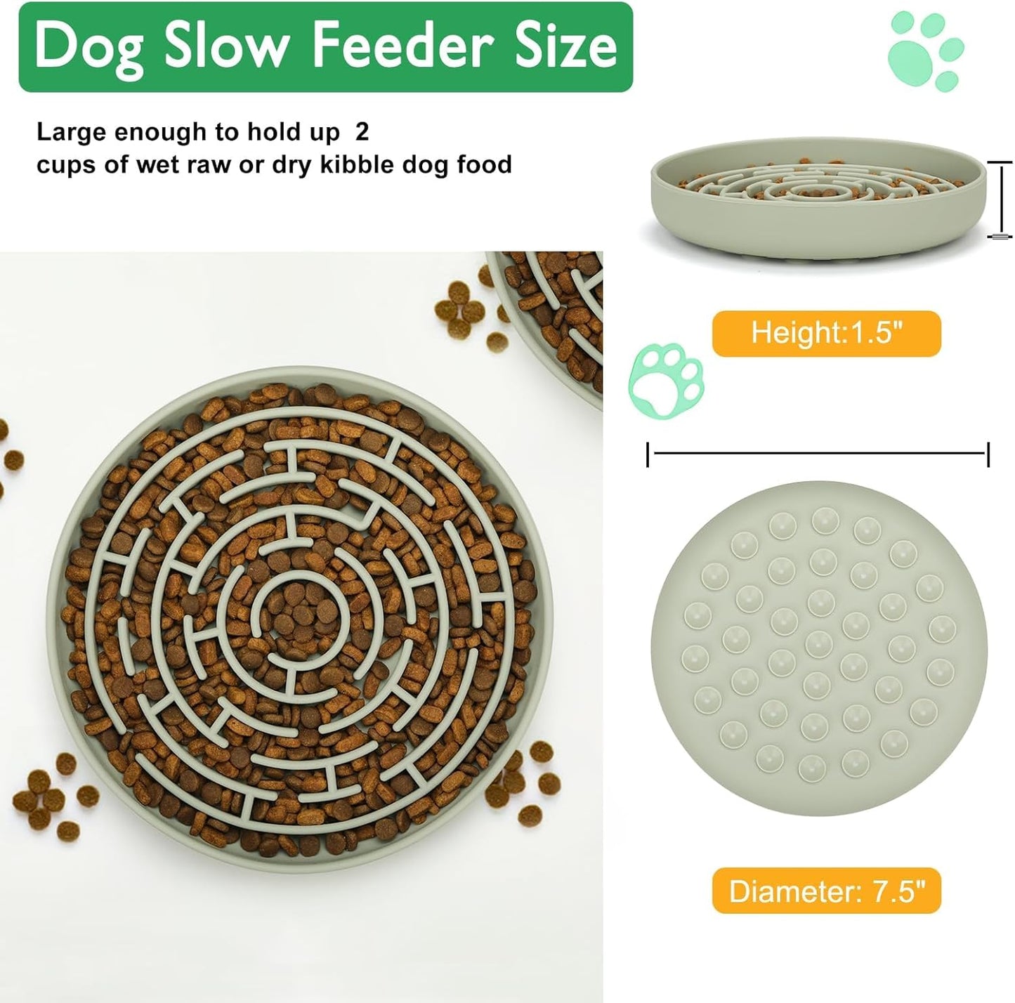 Slow Feeder Dog Bowls Silicone Maze Food Suction Bowl Feeders Pet Puzzle Lick Mat to Slow Down Eating for Medium Small Breed Size Dogs