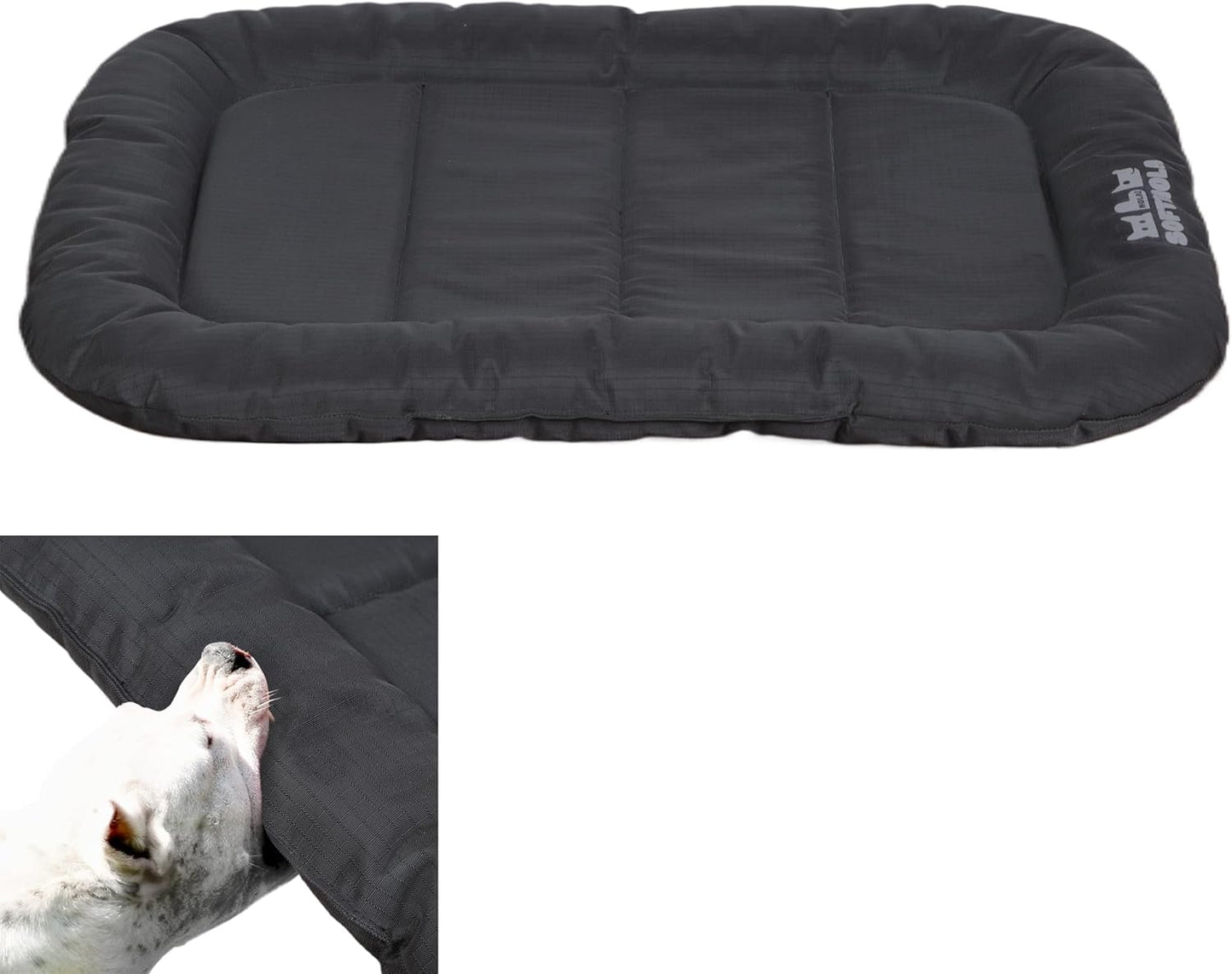 Durable Outdoor Dog Bed with Pillow Around Curling Sleep Fully Waterproof Indoor Cat Bed Crate Mat Stable Kennel Pad, for Pets (Charcoal, Small(23x18in))