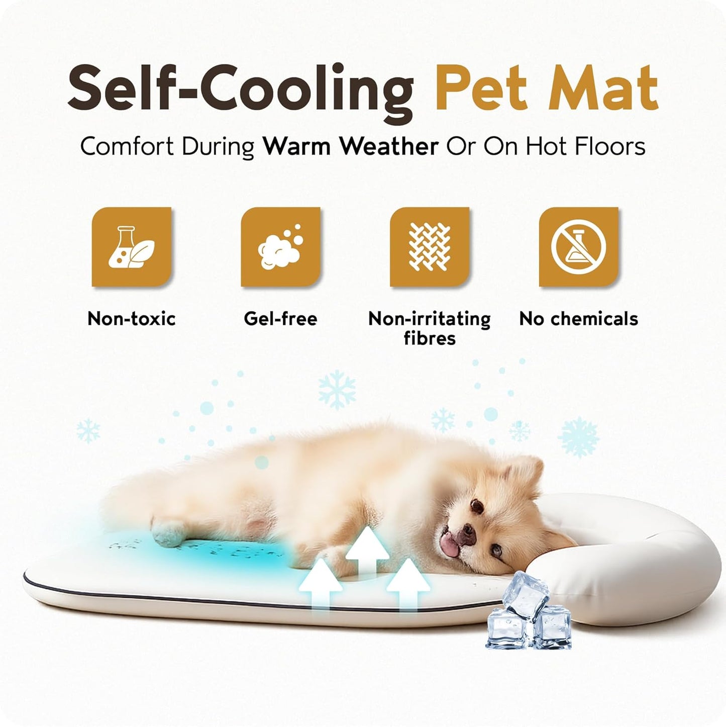 Nona Pelona Self Cooling Pet Mat – Cooling Pad for Cats and Small Dogs – No Gel, No Water, Removable Washable Cover, Anti-Slip Base