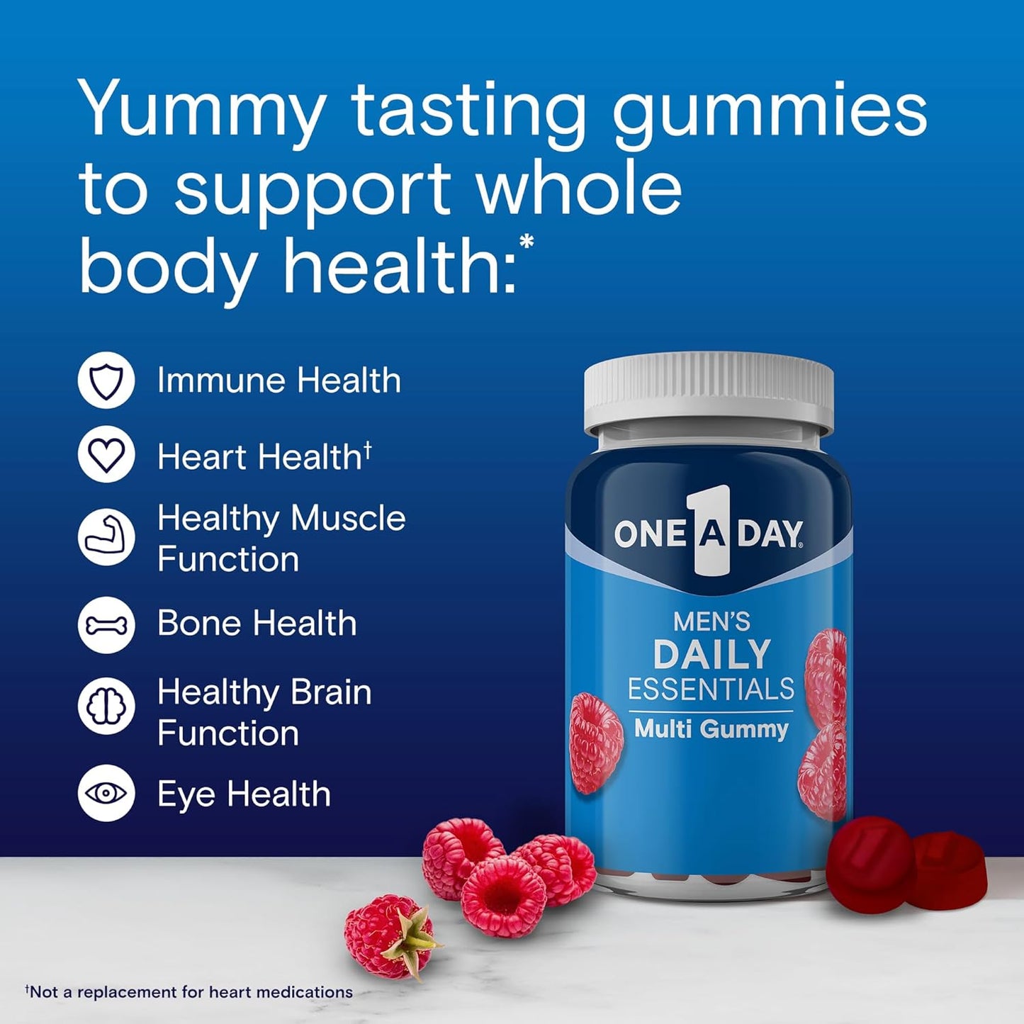 One A Day Men’s Daily Essentials Multivitamin Gummies, Multivitamin for Men, Bone Health, Zinc, Raspberry Natural Flavor, 120 Gummies