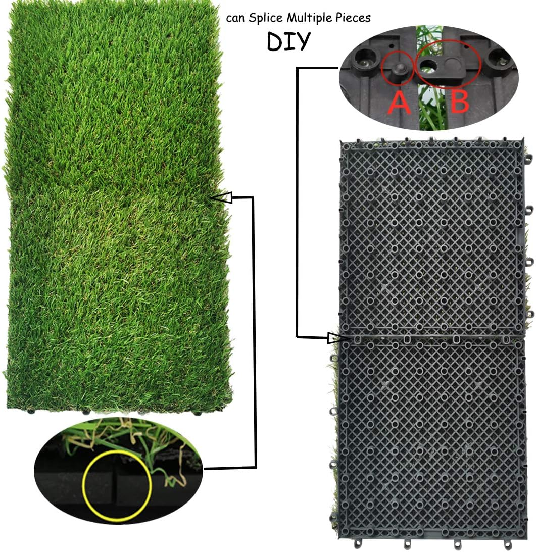 Hamiledyi 2 Pcs Artificial Rabbit Grass Mat 11.8" x 11.8" Reusable Guinea Pig Pee Pads Dog Grass Pee Pads for Puppy Bunny Chinchilla TrainerFloor Plastic Mats Feet Pads Indoor Outdoor