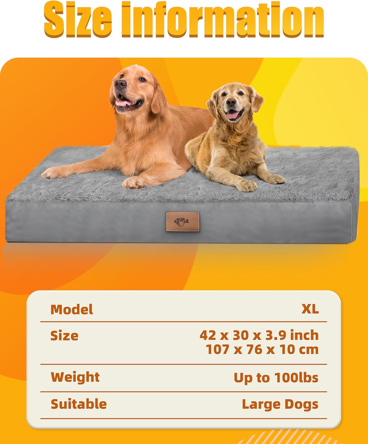 Sytopia Washable Orthopedic Dog Beds, Chew Proof Dog Crate Pad, 42" Orthopedic Tough Dog Mats for Large Dogs, Waterproof and Anti-Slip Bottom – XL