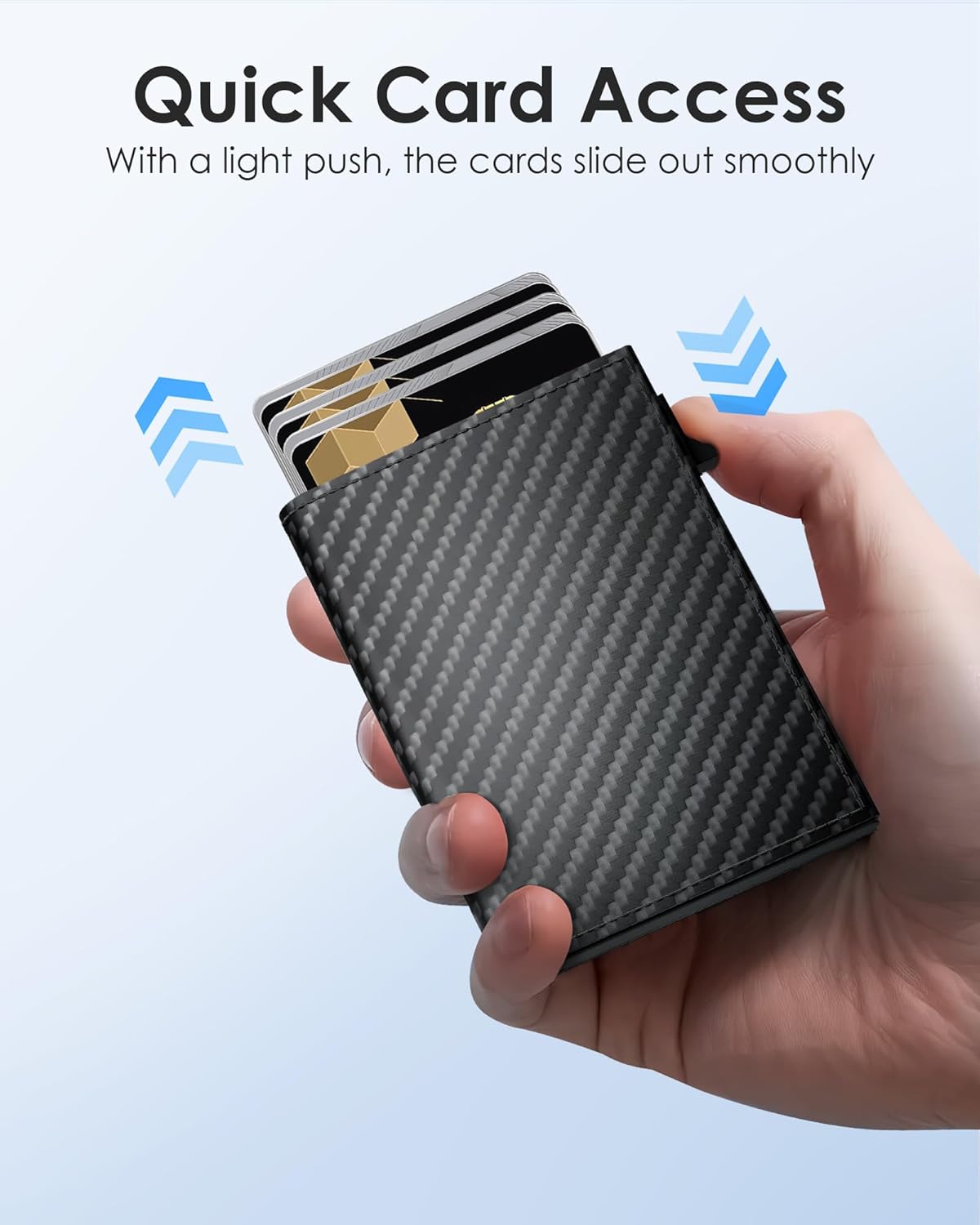 RFID Wallet for Men - Smart Pop up Card Holder - Trifold, Slim, Minimalist Wallet for Front Pocket, 9-11 Cards Capacity | ID Window | Cash Slot | Magnetic Closure
