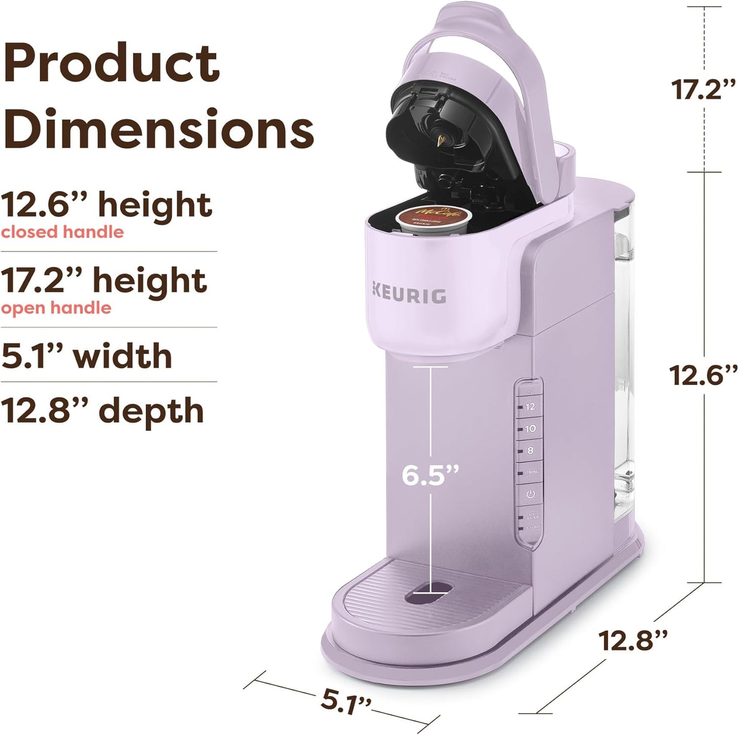Keurig K-Express Single Serve K-Cup Pod Coffee Maker, 3 Brew Sizes, Strong Button Feature, 42oz Removable Reservoir, Lavender