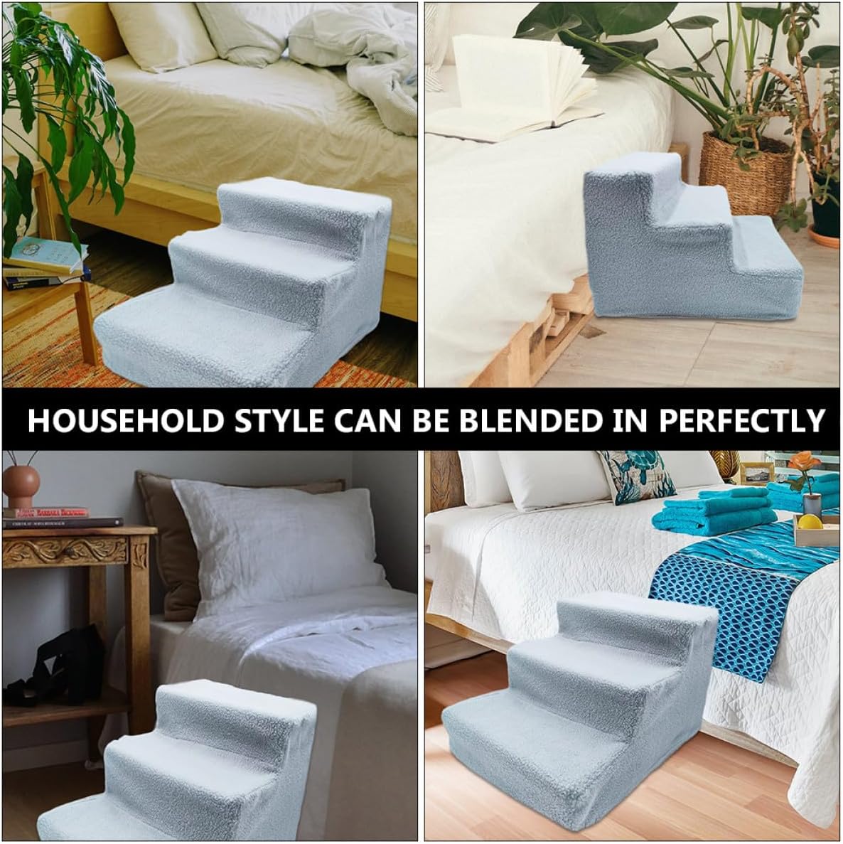 PRETYZOOM Pet Steps Dog Ladder Cat Stairs Grey Non-Slip Indoor Ramp for Sofa Bed Furniture Pets