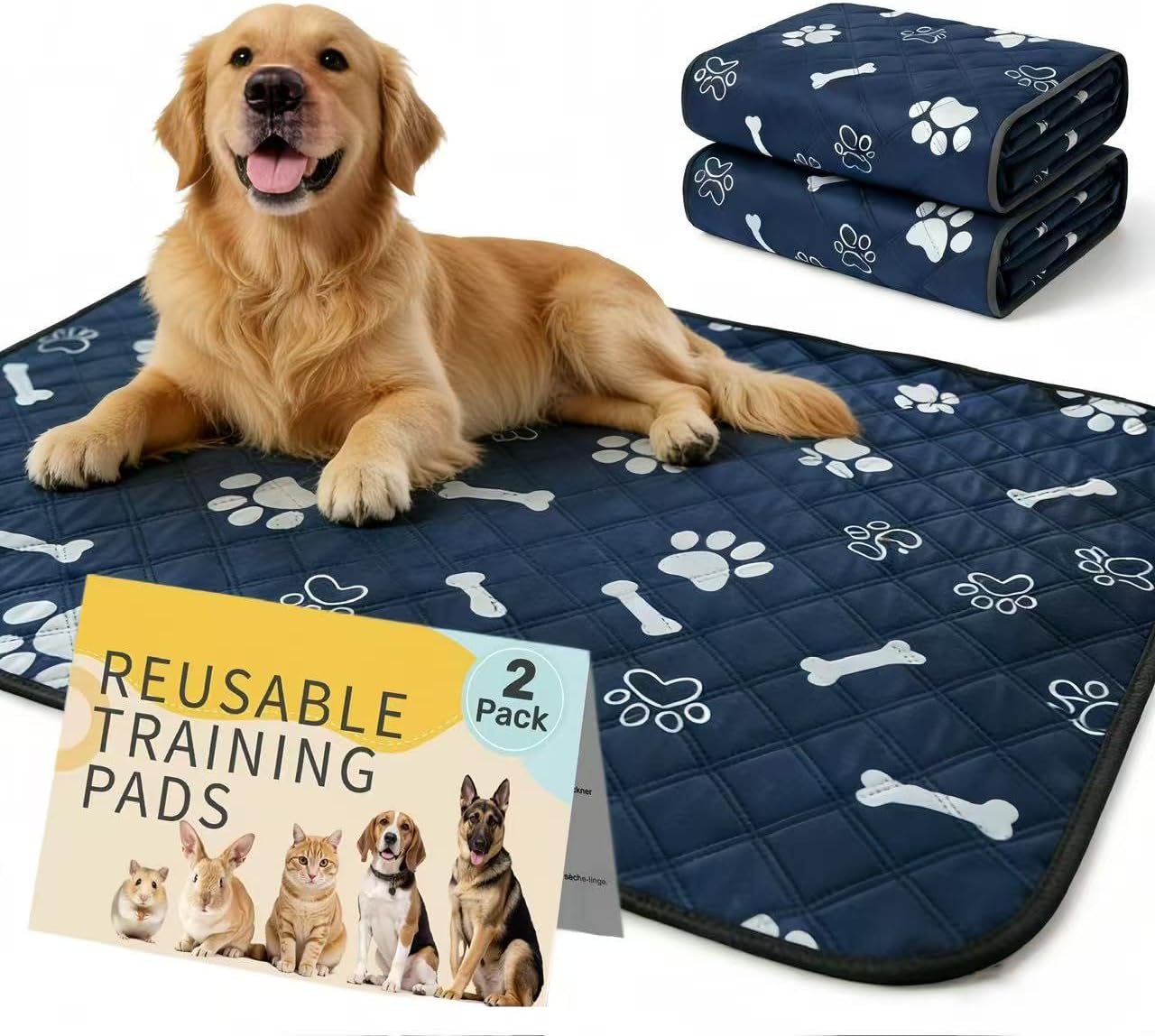 Washable Pee Pads for Dogs 2 Pack 36"x40", Reusable Ultra Absorbent Non-Slip Dog Mat, Waterproof Pet Pee Pads, Cat Litter Mat for Puppy Training Housebreaking Whelping