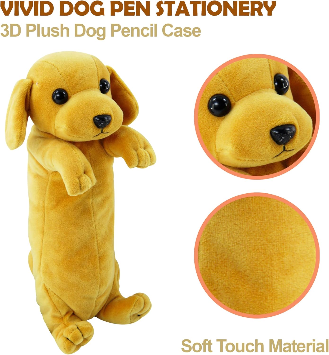 BB FUN HOUSE Pencil Case for Kids, 3D Plush Animal Dog Dinosaur Pencil Pouch Soft Stationery Storage Pen Bag for Girls and Boys School Supplies
