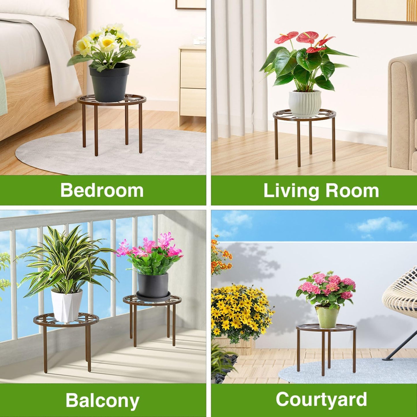 1 PCS Plant Stand,-Heavy Duty Metal Stand Decorates Plants, Anti-Rust Flower Pot Stand, Round Plant Rack for Room Indoor and Outdoor Courtyard,Gardens, Brown.
