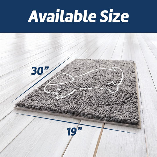 Muddy Mat® Dog Sit Door Embroidery Mat Super Absorbent Microfiber Indoor Outdoor mat for Muddy Paws, Non-Slip Washable Pet Rug, Quick Dry Chenille Entryway Carpet, Machine Washable – Grey 19”x30”