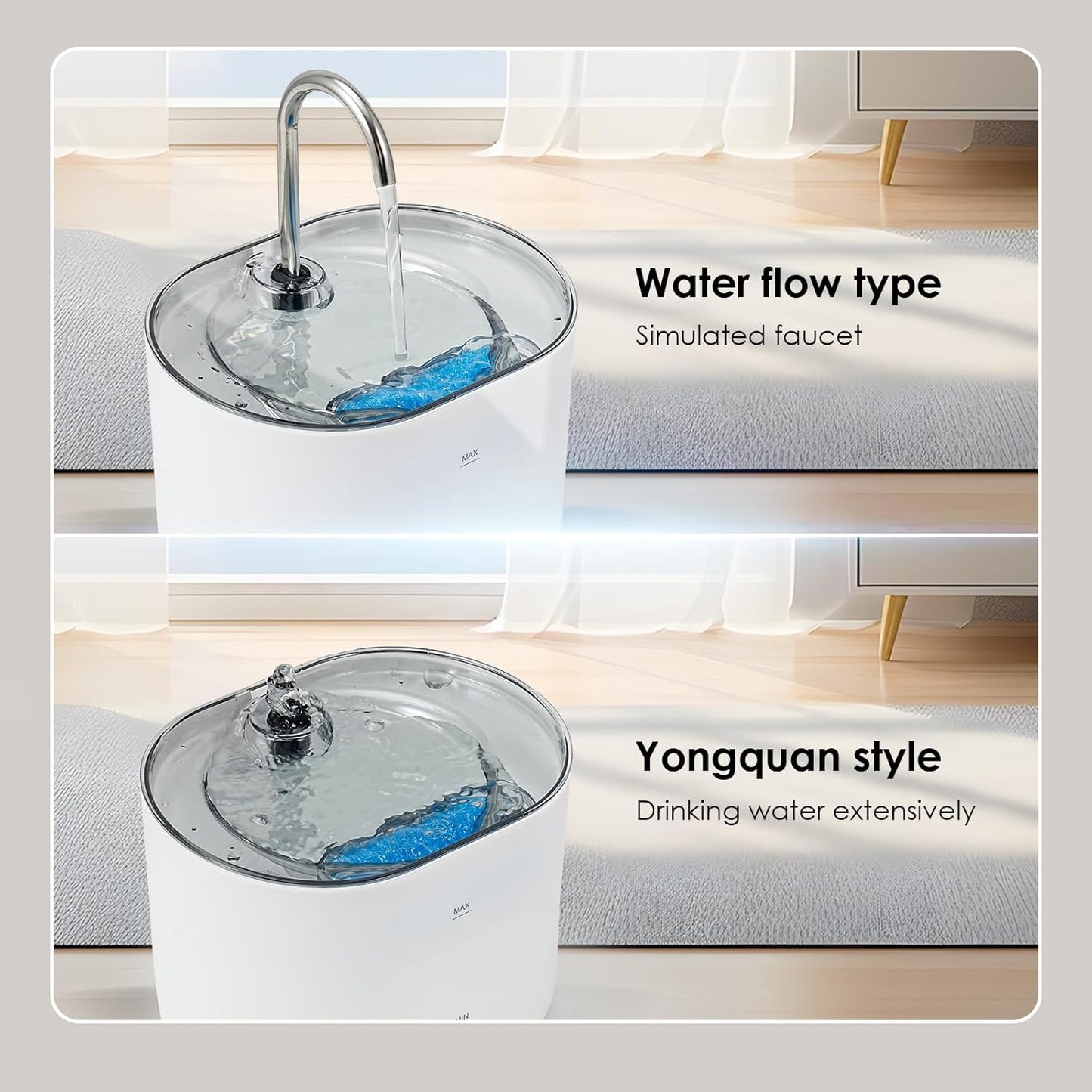Cat Water Fountain,74oz/2.2L Cat Automatic Water Fountain with a Detachable Water Tank,Pet Water Dispenser for Cats,Dogs,Quiet Pump Inside