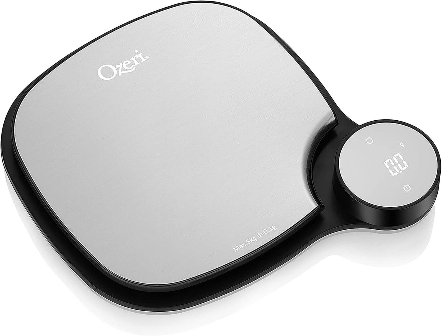 Ozeri Stainless Steel Kitchen Scale, 0.1 g (0.01 oz) Weighing Technology, Black