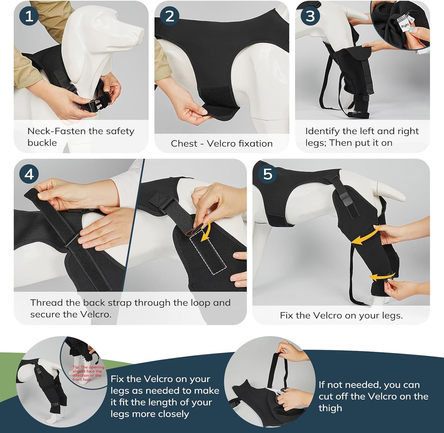 Supet Dog Rear Leg Sleeve to Stop Licking- Potty-Friendly for TPLO ACL Surgery Leg Injuries, Chew Resistant Washable Recovery Sleeve, for Male and Female Pets(Black,2XL)