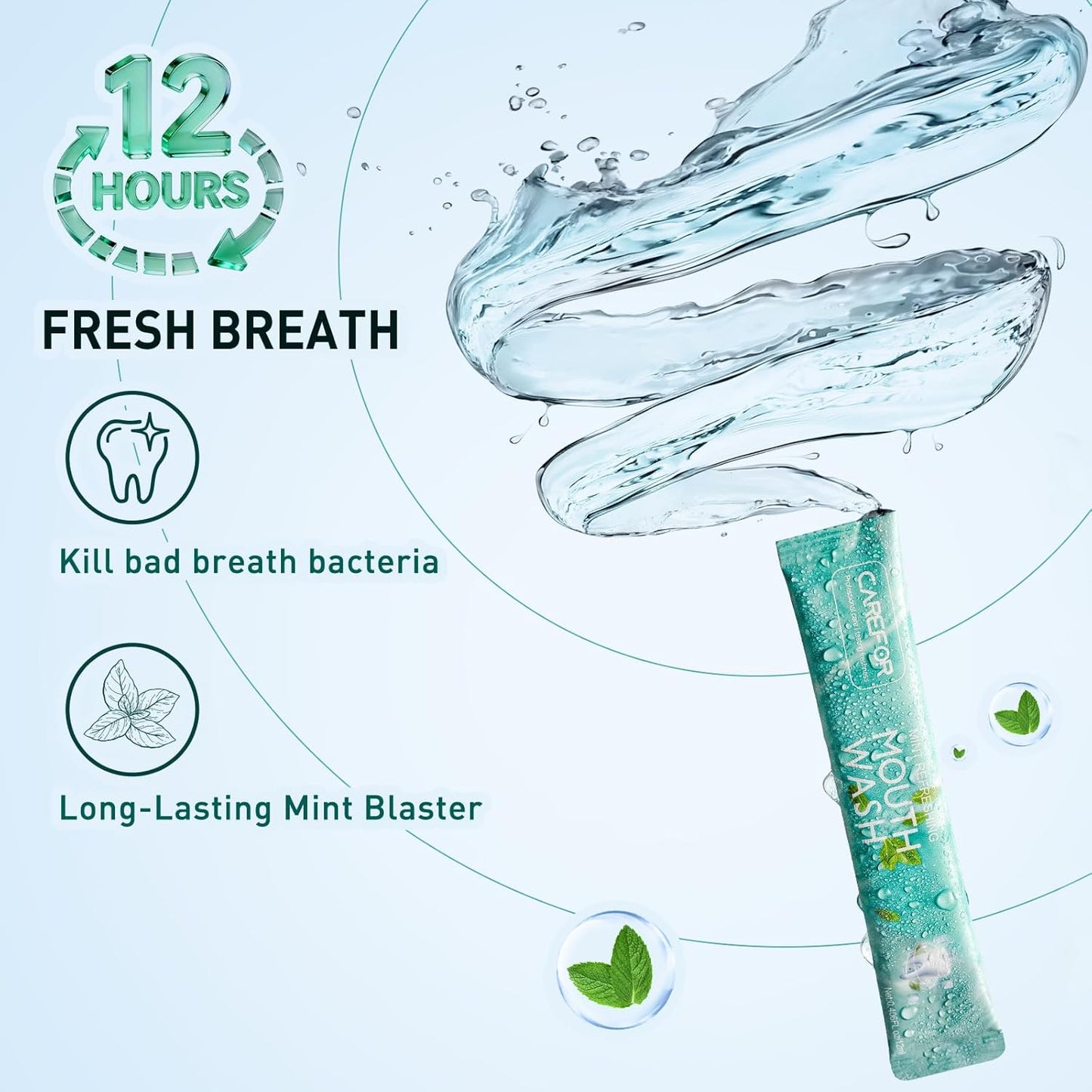 Mouthwash Travel Size Portable Packets to Go, Alcohol & Fluoride Free Fresh Mint MouthwashStrips for Superior Oral Hygiene,30 Individual Disposable Mouthwash Packs(Pack of 30)