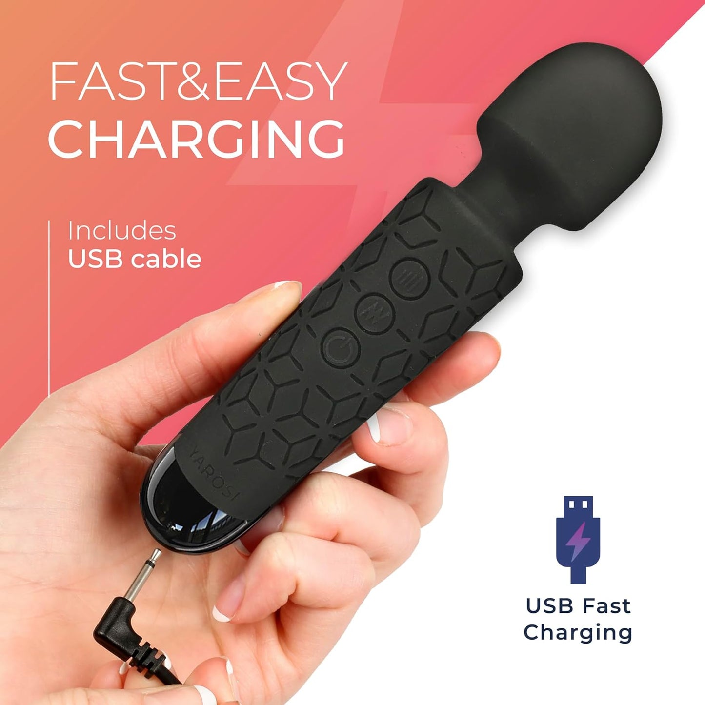Yarosi Micro Personal Massage Wand Smallest Strongest Handheld Cordless Massager, Strong Powerful Compact Perfect For Travel, Magic Stress Away, All Body Back Legs Hand Pains Sports Recovery