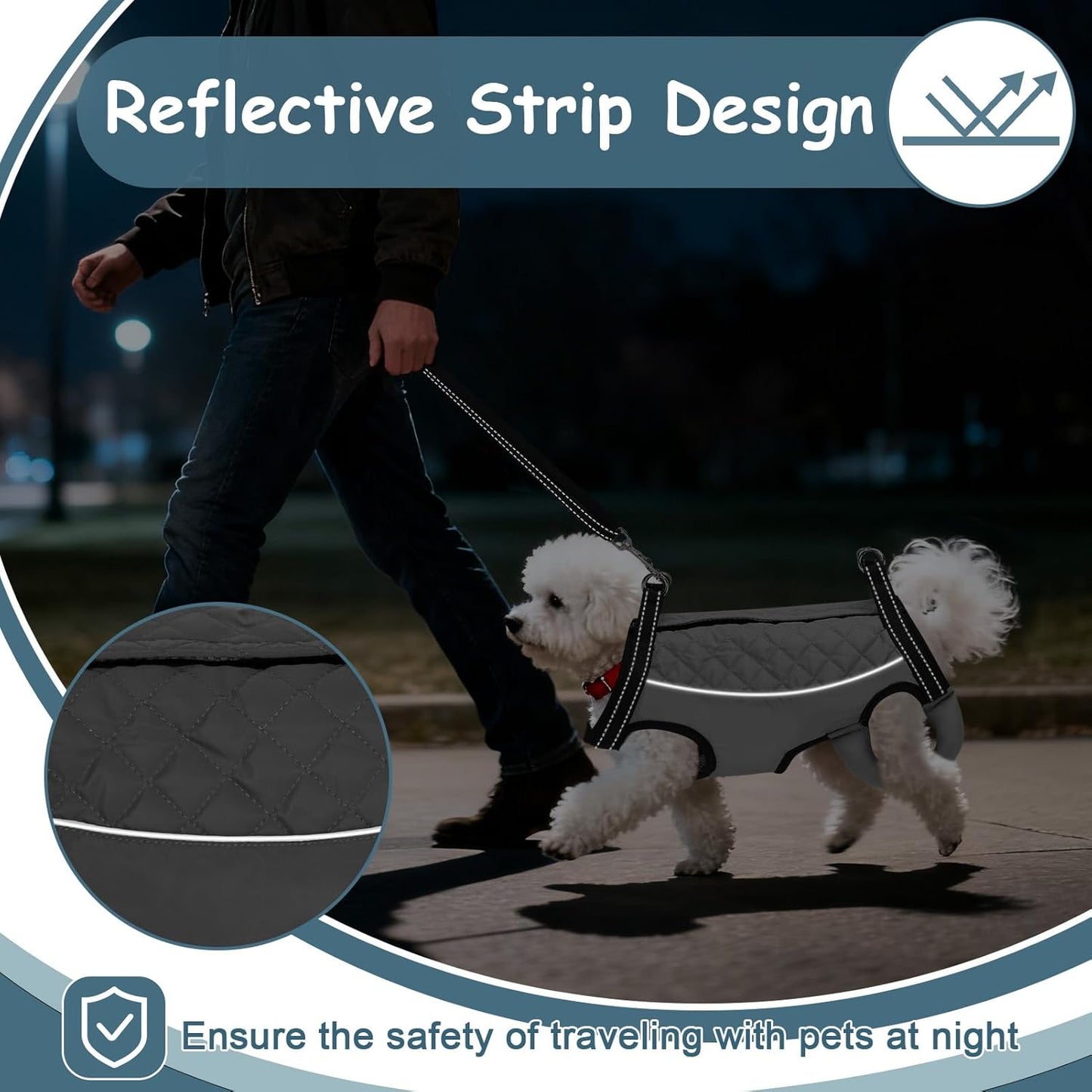 Dog Lift Harness, Pet Rehabilitation Breathable Lifts Bag, Adjustable Pet Leg Split Assistance Strap with Reflective Strip for Outdoor Walking (Grey, XL)