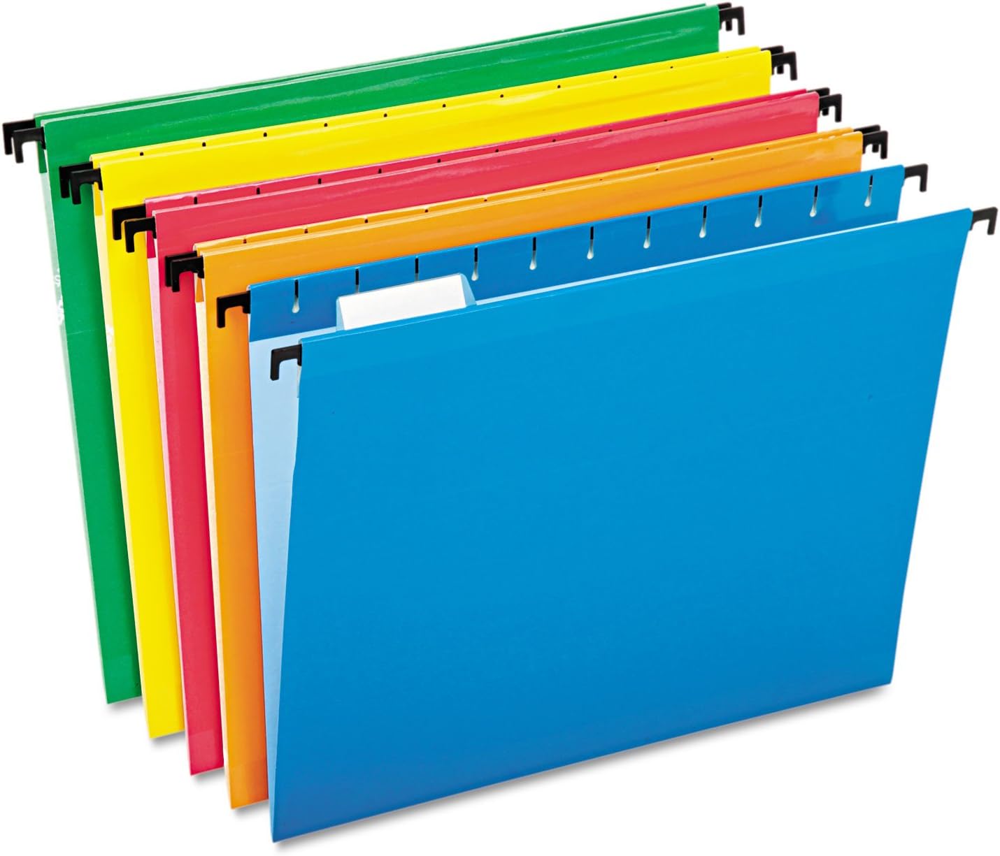 Pendaflex SureHook Reinforced Hanging Folders, Letter Size, Assorted Colors, 1/5 Cut, 20/BX (6152 1/5 Asst)