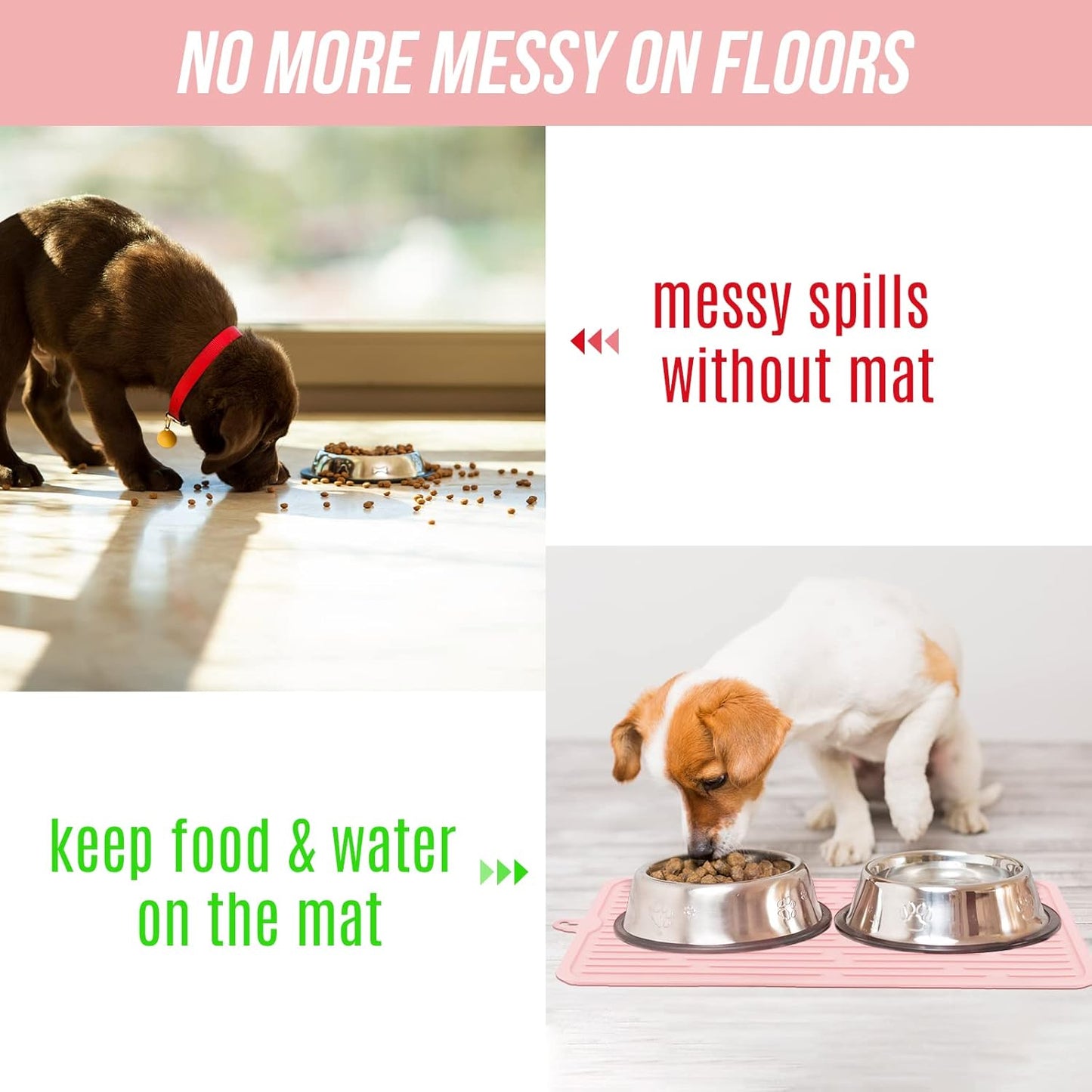 Pet Placemat for Dog and Cat,Mat for Prevent Food and Water Overflow,Portable and Foldable Mat,Suitable for Medium and Small Pet Placemat for Dog and Cat(Pink)
