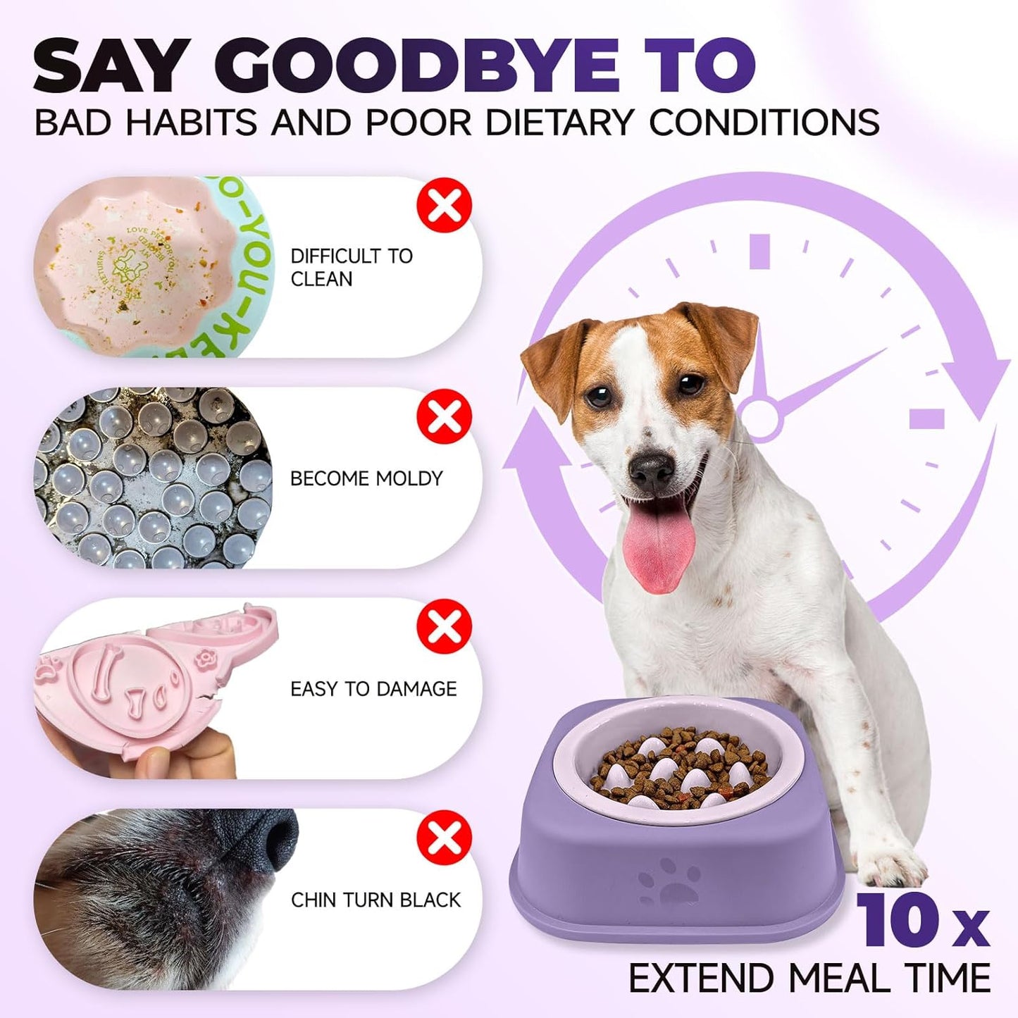 Slow Feeder Dog Bowls Ceramic Puppy Feeding Bowl for Small Dogs Cat Slow Feeder Bowl Protecting Cat and Dog Whiskers Preventing Choking with 2-in-1 Multifunctional Training Whistle