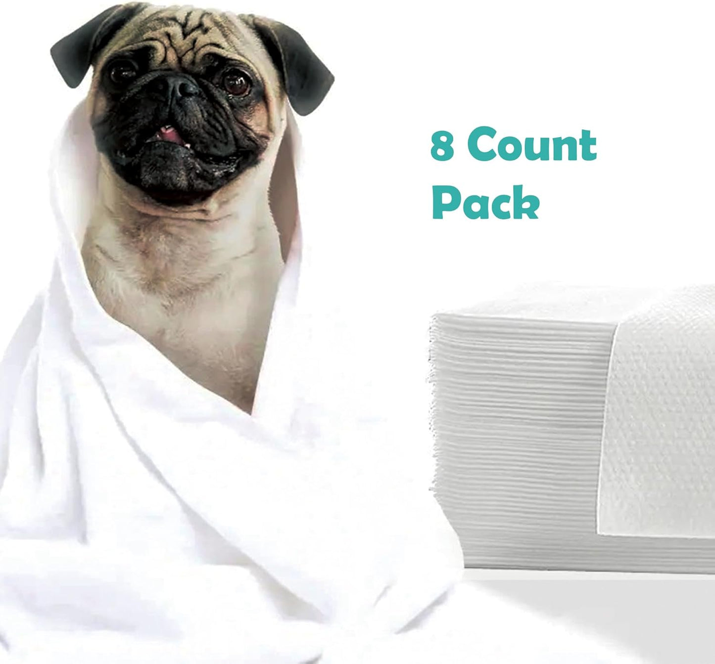 H&H Pets Disposable Bath Towel - Large Format Dry Wipe for Dogs & Cats, 11x23 inches Super Absorbent Wipe for Play Day or Beach, Fragrance Free & Ultra Shoft, 8 Count