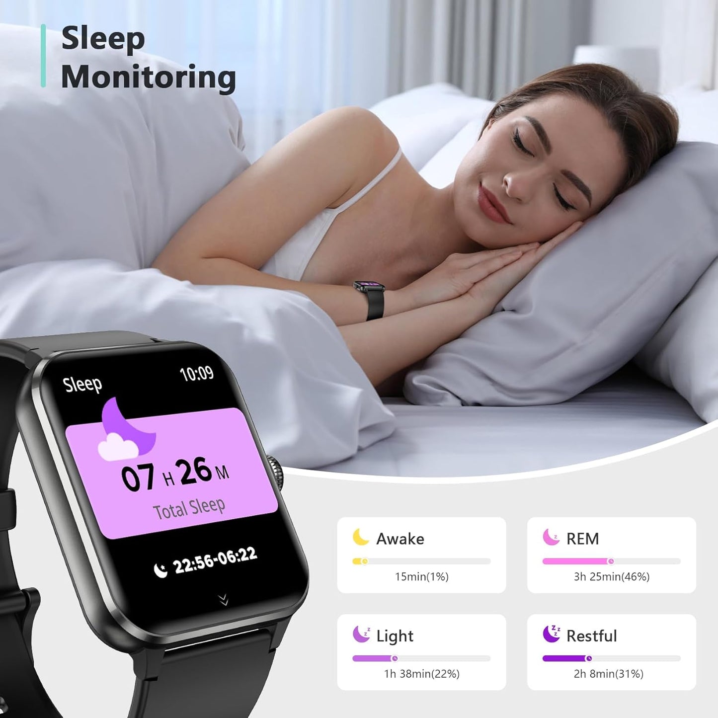 Blackview 2026 Smart Watch (Answer/Make Calls), Fitness Watch for Men and Women with Heart Rate/SpO2/Sleep Monitor/2 Straps, 100+ Sports Modes, IP68 Waterproof Activity Tracker for Android/iPhone