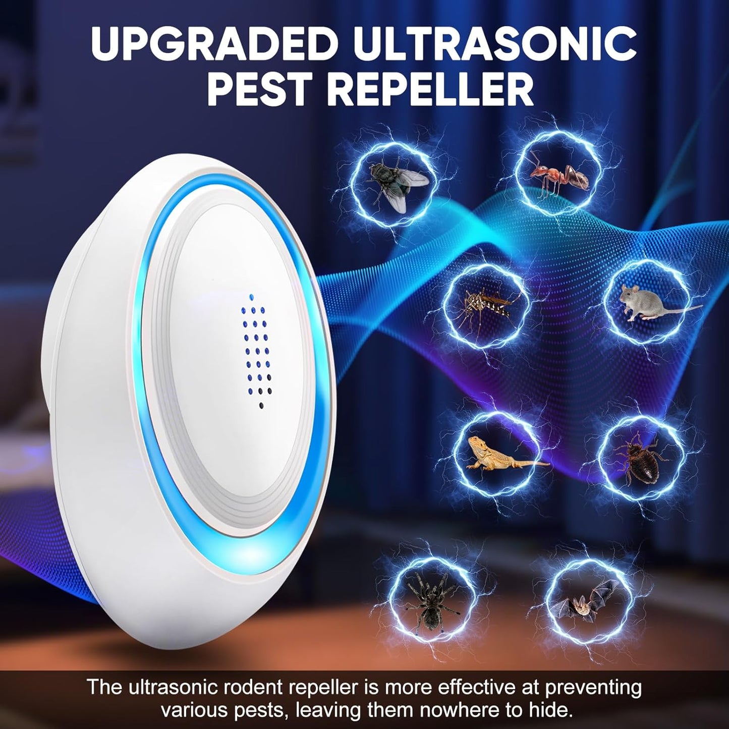 Ultrasonic Pest Repeller Indoor Ultrasonic Repellent, Mouse Repellent for Roach, Rodent, Mouse, Mosquito, Mice, Spider, Ant, Bugs Electronic Plug-in Pest Control 6 Pack