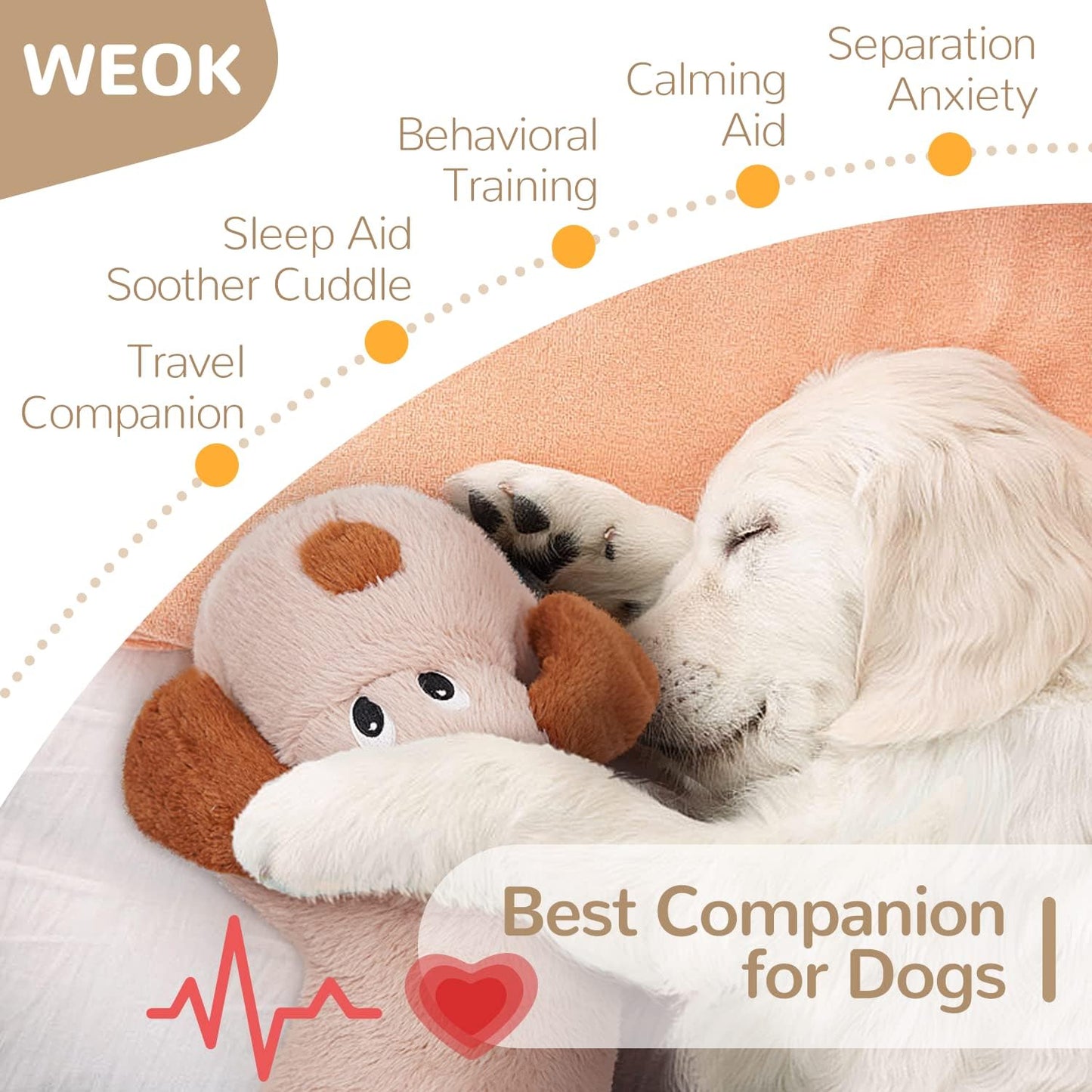 Heartbeat Replacement Soother Heartbeat Simulator for Reduce Pet Anxiety with Heartbeat Sound Machine, Puppy Heartbeat Toys Calming Separation Anxiety Relief Toys for Dogs