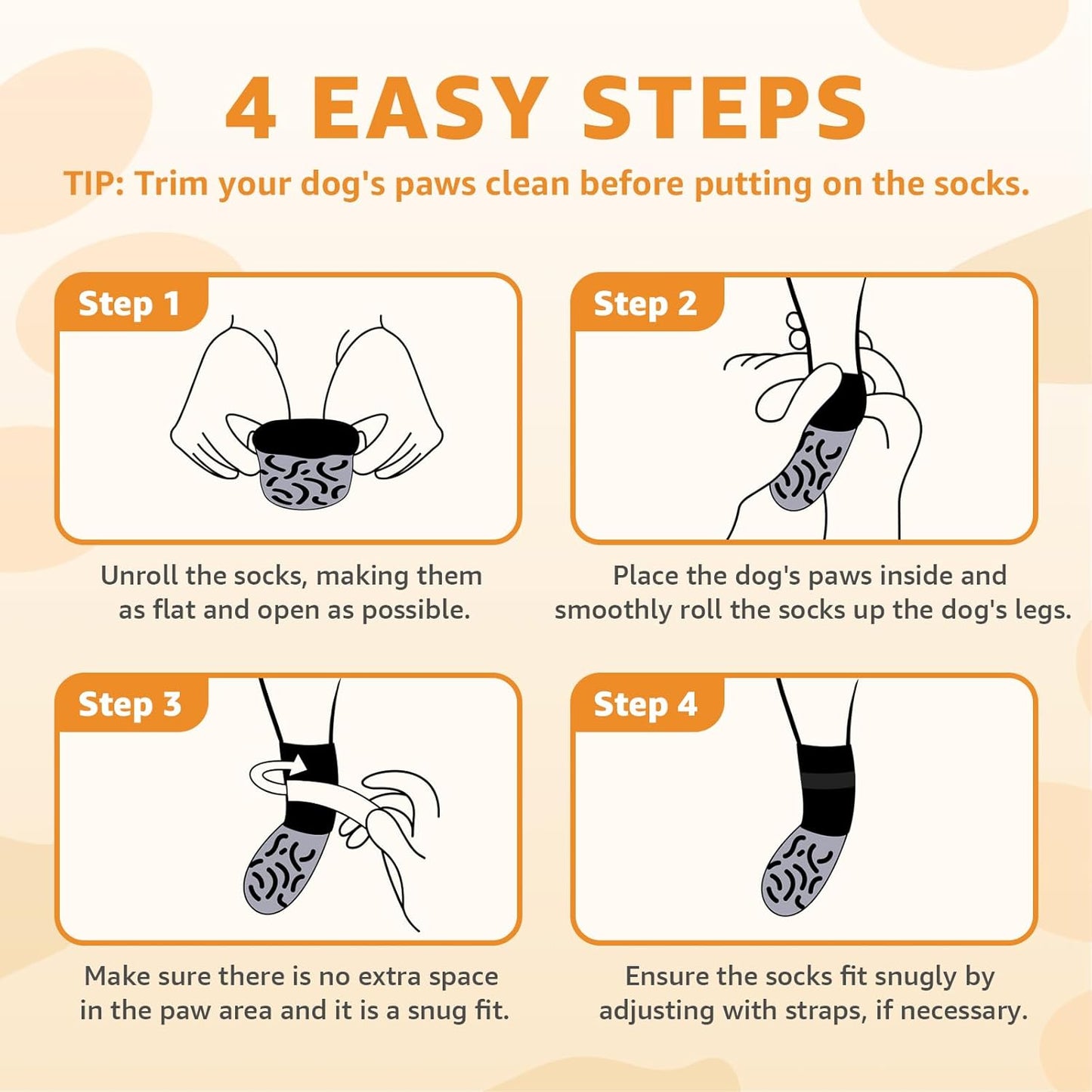 Non Slip Dog Socks to Prevent Licking Paws - Strong Traction for Hardwood Floors, Senior Dogs, Paw Protector, Prevent Scratching, Double Sides Anti Slip Dog Socks - Size Large