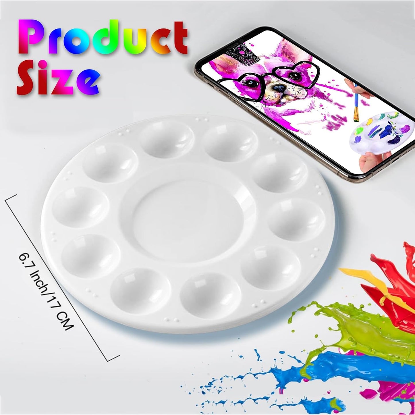 22pcs Paint Palettes, Plastic Paint Tray Palette, Paint Pallets for Kids or Students to DIY Craft Class or Art Class, White