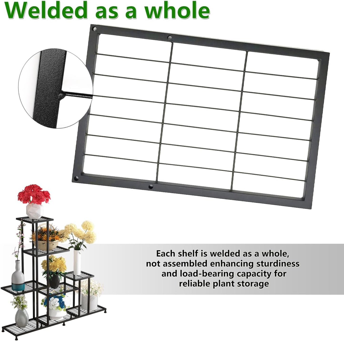 Twhep Heavy Duty Metal Plant Stand, 5 Tiers Multifunctional Plant Stand for Indoor Outdoor, for Tall Large Rack for Living Room Garden Balcony, Black