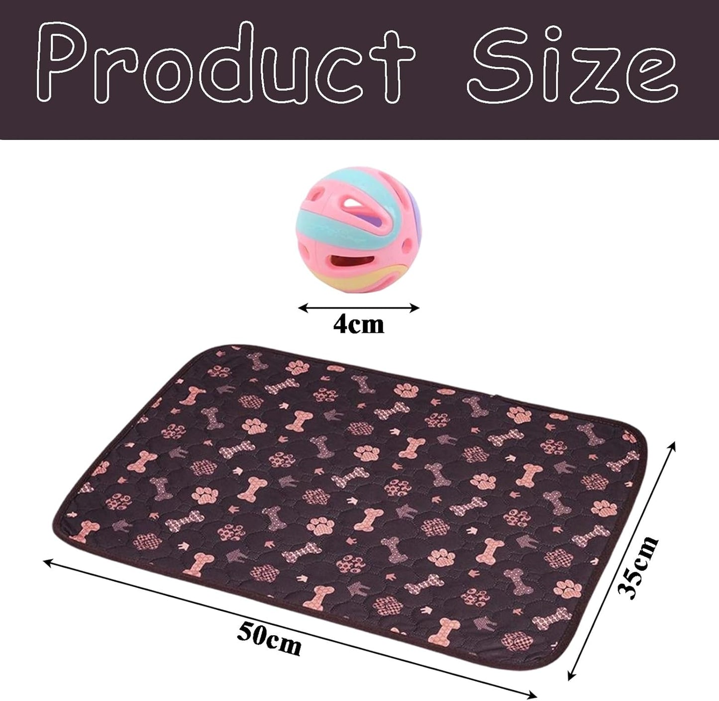 Puppy Pads with Pheromones, Washable Pet Training Pads with 3 Bell Balls, Reusable Puppy Pads with Pheromones, Dog Pad Washable for Home and Travel Use, 50 x 30 cm