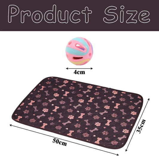 Puppy Pads with Pheromones, Washable Pet Training Pads with 3 Bell Balls, Reusable Puppy Pads with Pheromones, Dog Pad Washable for Home and Travel Use, 50 x 30 cm