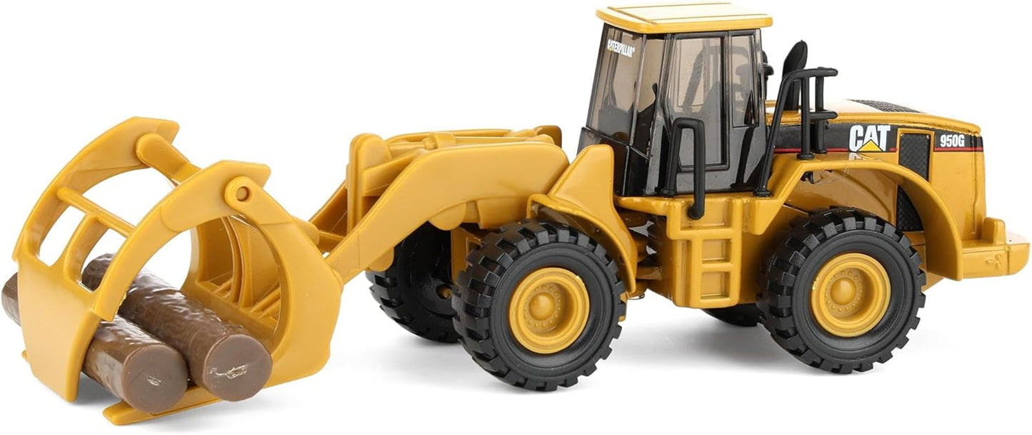 Diecast Masters 1/87 CAT 950G Wheel Loader with Fork and Wood Log 84661CS