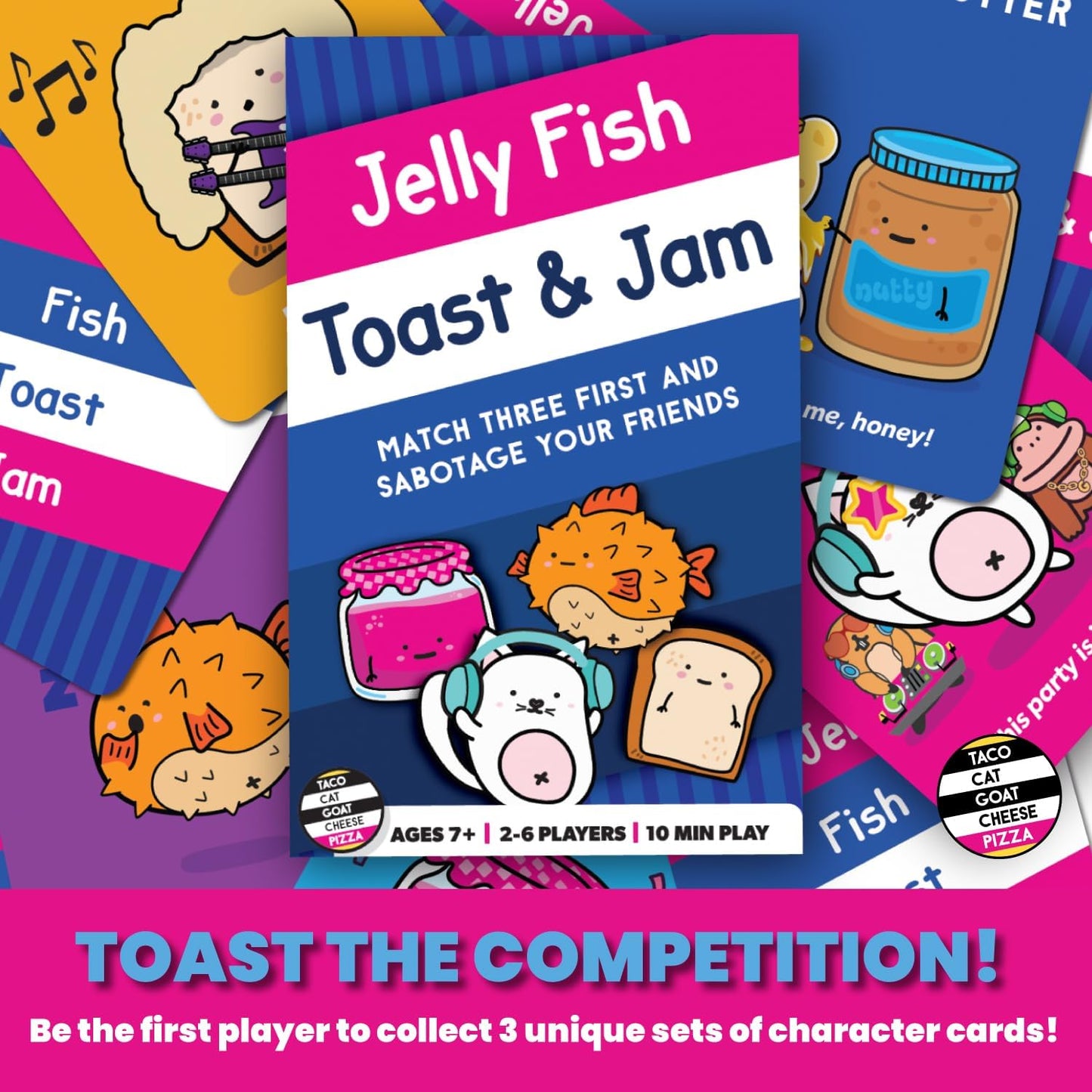 Jelly Fish Toast & Jam Wildly Entertaining Strategy Card Game for Family and Group Game Night | Easy to Learn and Play with 10 Minute Rounds | Fun for Kids, Teens, Adults, and Families | 2 - 6 Players