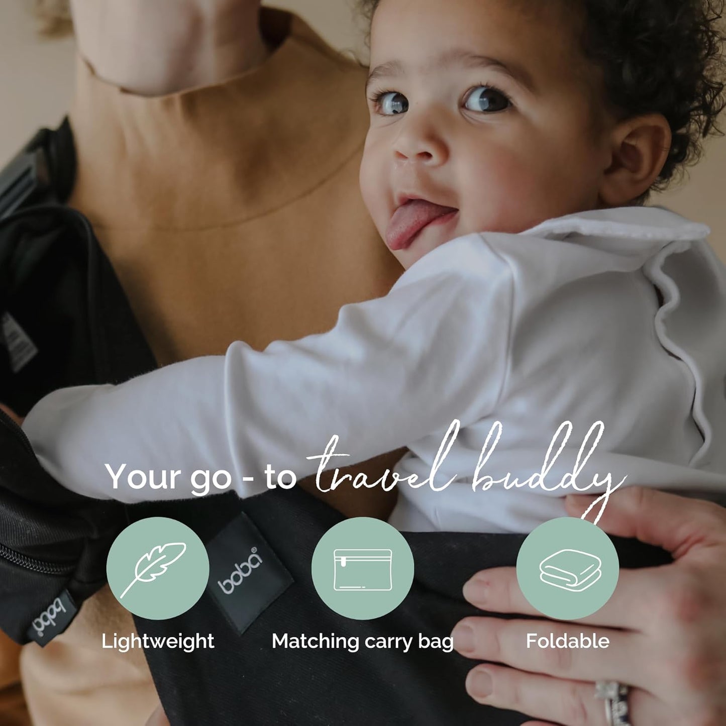 Boba Buddy Toddler Carrier Sling - 100% Cotton Baby Sling Carrier Toddler, Ergonomic with Adjustable Straps, Safety Buckle and Roomy Seat, Includes Matching Carry Bag (9–48 Months/18-44 lbs) - Black