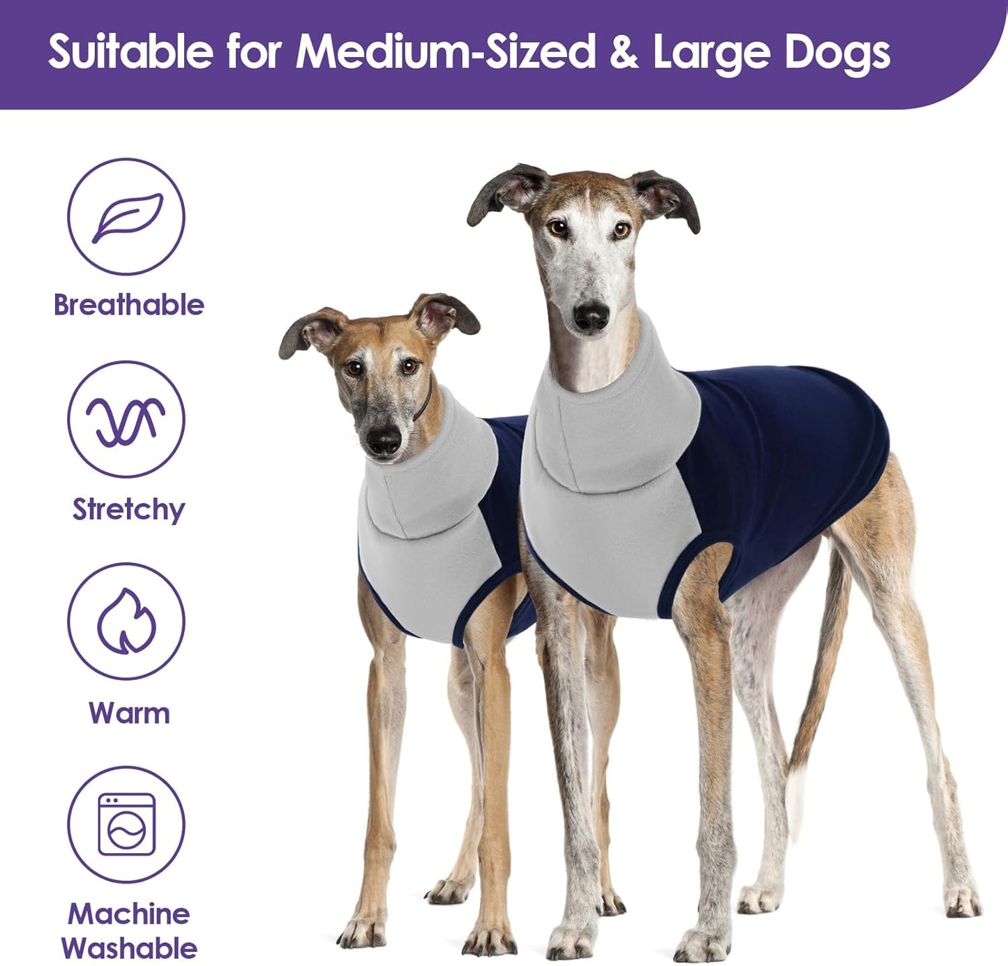 SUNFURA XXXL Dog Sweater - Warm Fleece Dog Sweater, Stretch Pullover Vest with Turtleneck for Extra Large Dogs, Soft Sweatshirt Jumpsuit for Labrador, Golden Retriever, Navy Blue 3XL