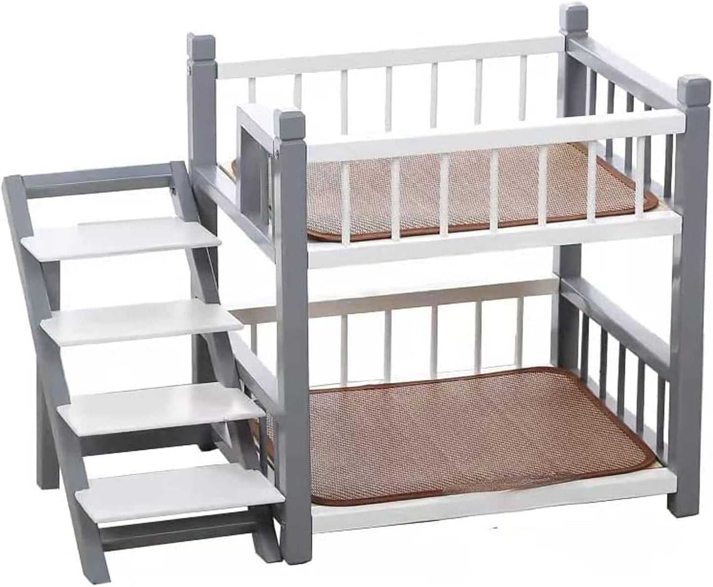 Dog Bed Double-Layer Wooden Dog Bed Elevated Pet Bed Frame Double Dog Bed Pet Sofa with Steps Dogs Stairs Suitable for Cats and Small Dogs for Dogs Pet Cat (A)