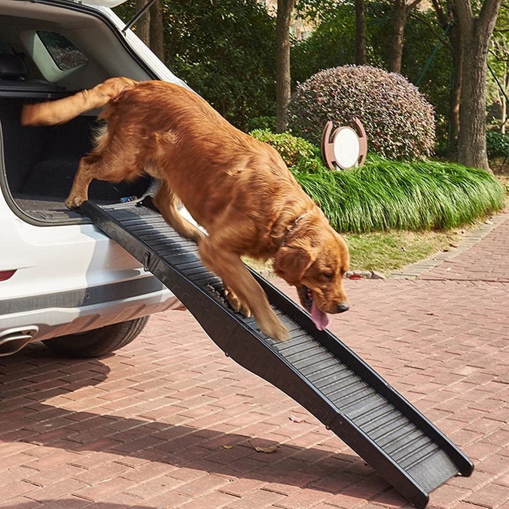 Pet Stairs Dog Ramp Lightweight Folding Pet Ladder Ramp Dog Stairs for High Beds Trucks Cars and SUV Over 5kg (Color : Black Size : Same Size)