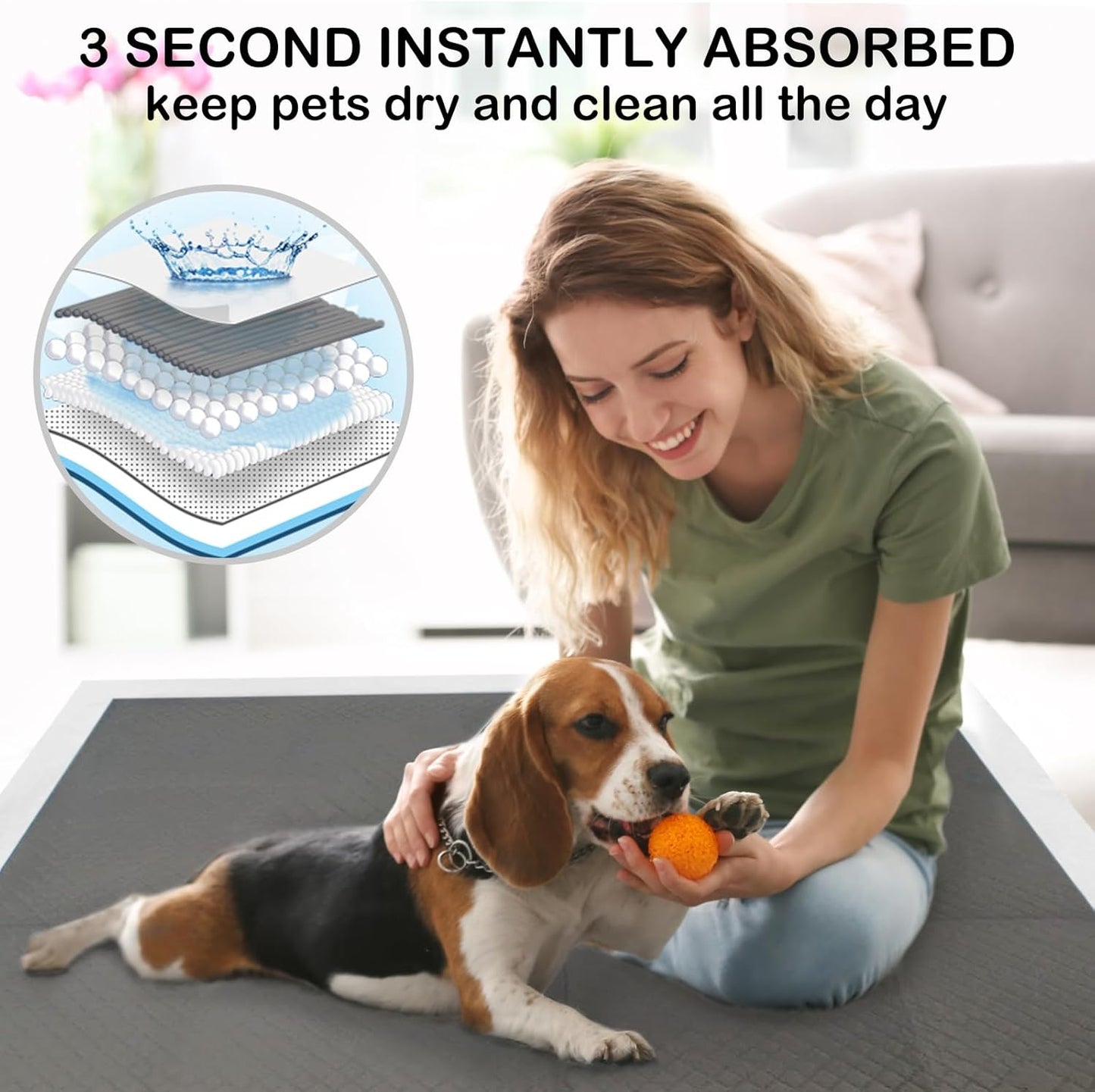 ELEGX Extra Large 31"x47" 30 Odor-Control Super Absorbency Charcoal Pee Pads - Thicken Disposable Potty Pads for Dogs and Cats