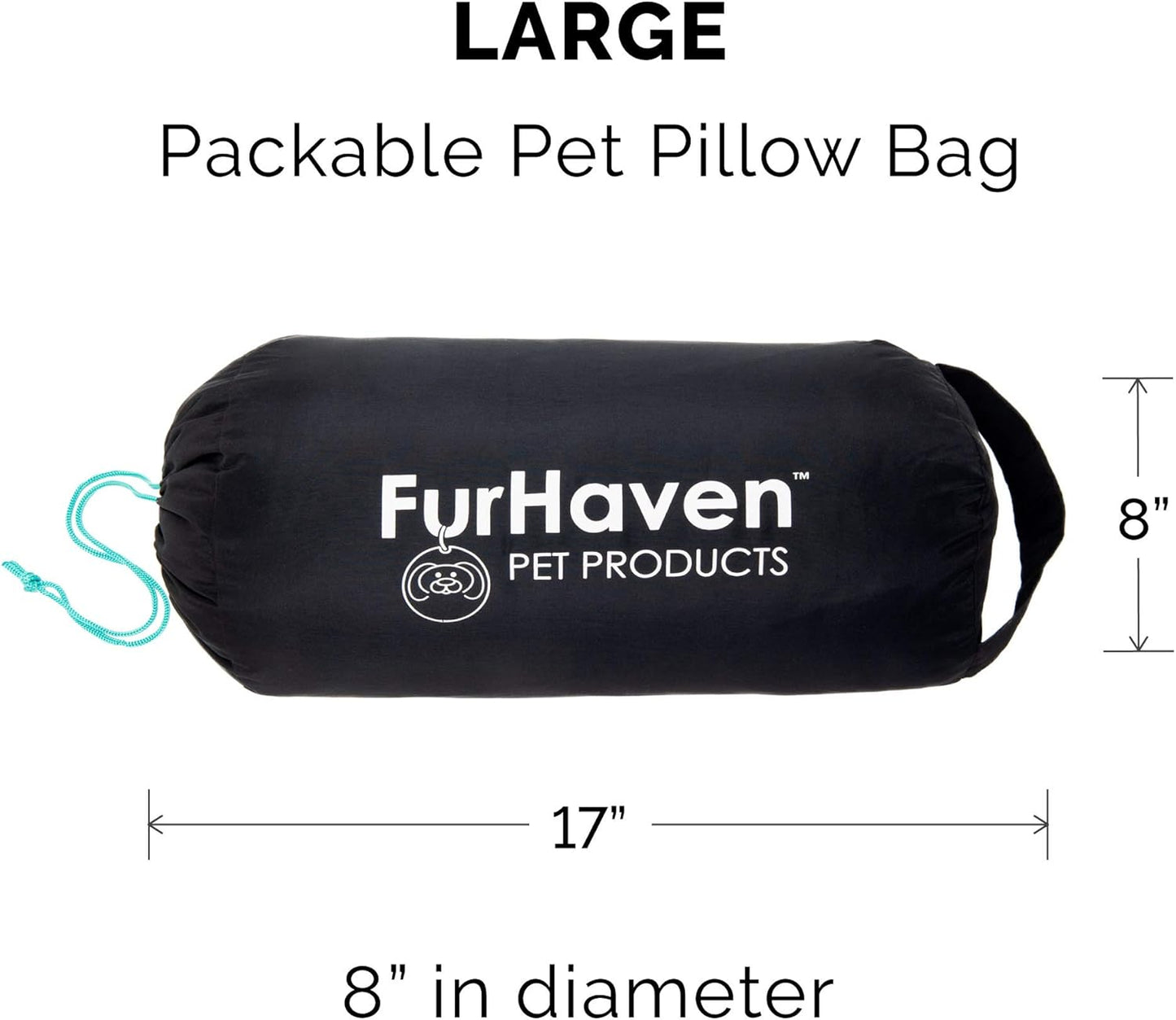 FurHaven Outdoor Travel Dog Bed for Large Dogs, Lightweight Trail Pup Travel Pillow Mat with Stuff Sack, Machine Washable & Foldable, Large, Aqua/Granite Gray