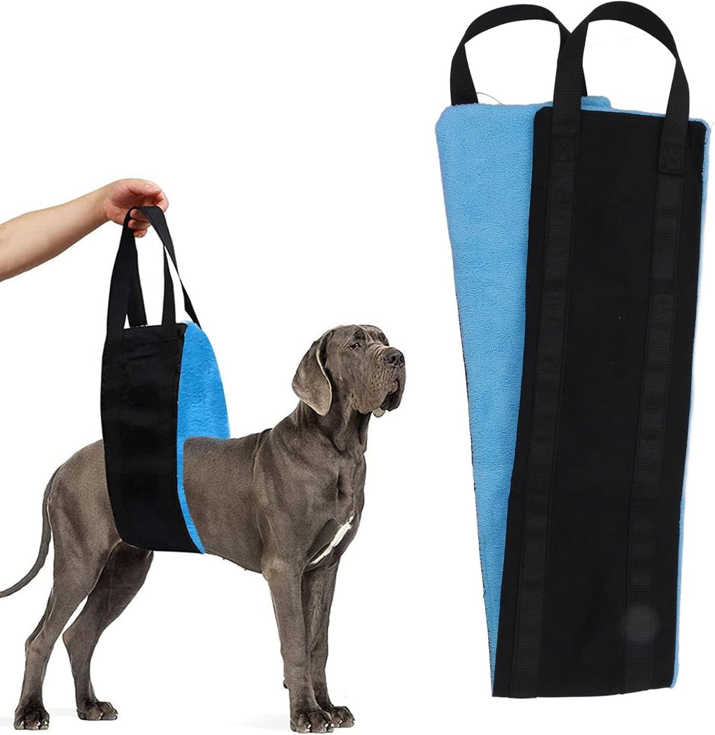 Dog Lift Harness Sling for Back Legs, Adjustable Pet Mobility Aid with Handle Hind Leg Support Assist Belt for Small Dogs Post Surgery Injury Stair Climbing Assistance (Blue)