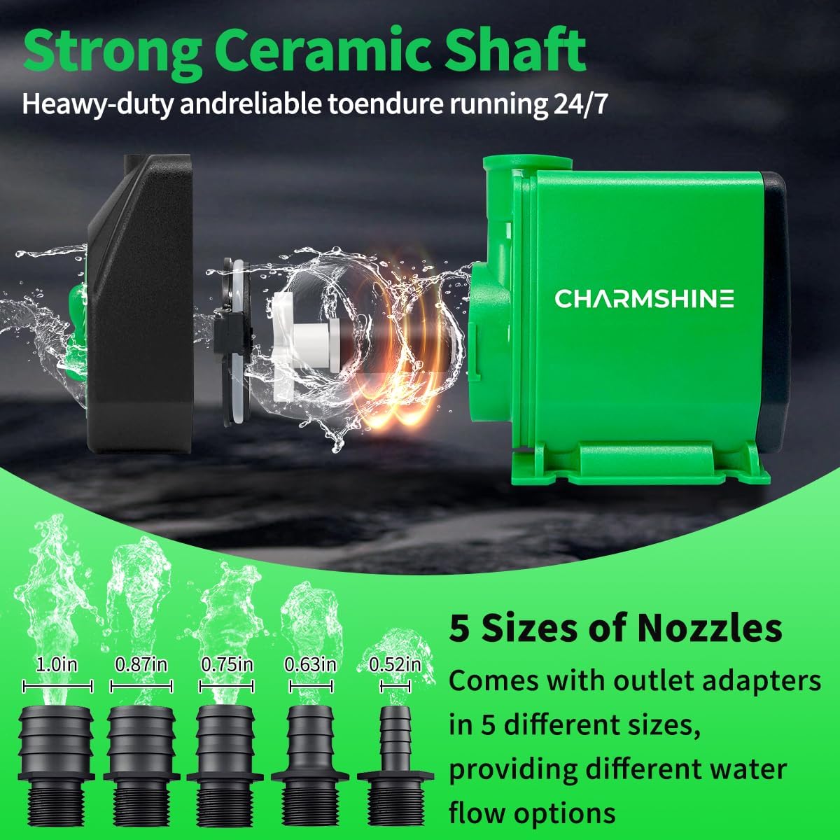 Aquariums Submersible Water Pump 1060GPH 50W[2026 Upgraded] Fountain Pump Hydroponics Fish Pond Pump 4000L/H Outdoor Water Pump for Fish Tank with 5 Nozzles,Filter Bag,Extra-long 8.2ft Power Cord