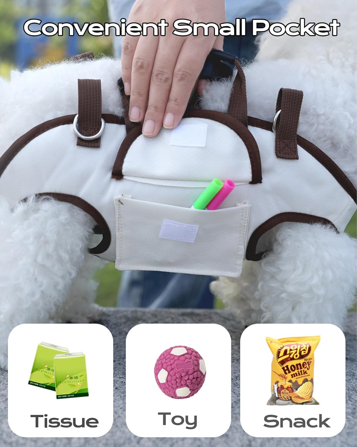 Dog Carry Sling, Full Body Sling with Handle, Hands Free Shoulder Carrier for Senior Dogs Joint Injuries, Joint Injuries, Up and Down Stairs (L, 14.3~19.8 lbs)