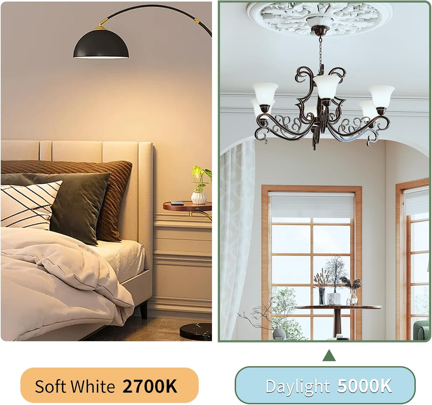 6-Packs A19 LED Light Bulbs,100 Watt Equivalent Daylight 5000K Bright Bulbs Efficient 13W,1500 Lumens E26 Base, Non-Dimmable, 15000-Hour Lifespan for Bedroom, Living Room, Office