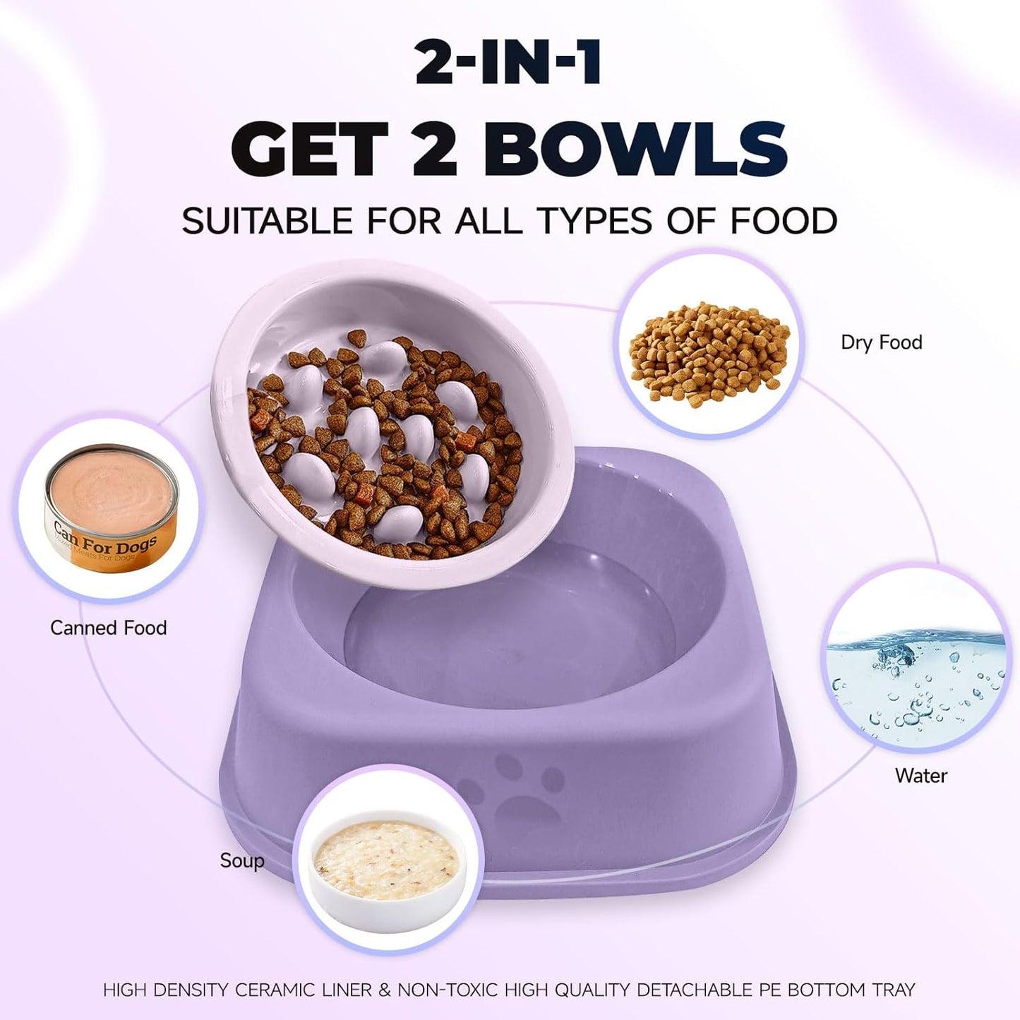 Slow Feeder Dog Bowls Ceramic Puppy Feeding Bowl for Small Dogs Cat Slow Feeder Bowl Protecting Cat and Dog Whiskers Preventing Choking with 2-in-1 Multifunctional Training Whistle